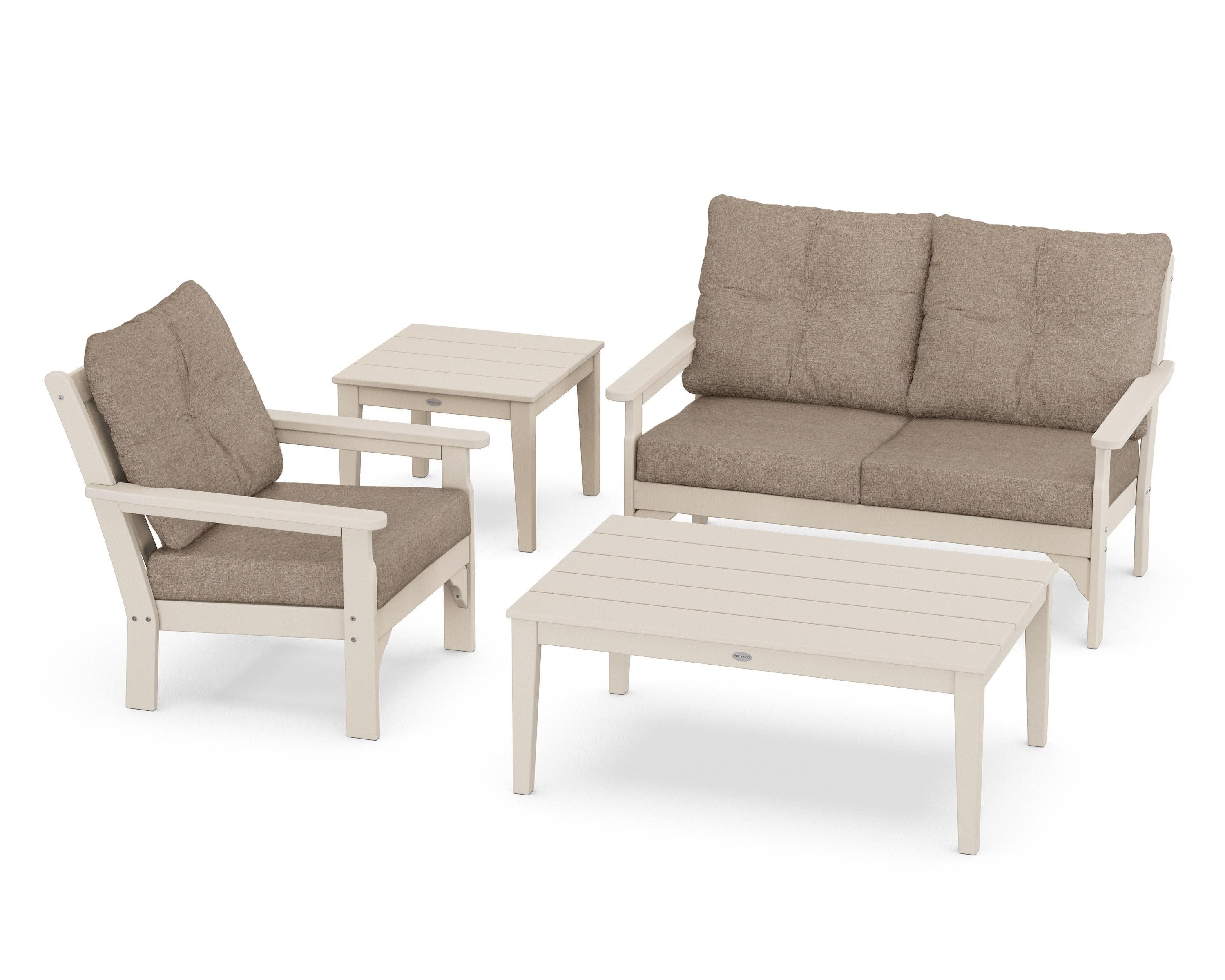 Vineyard 4-Piece Deep Seating Set in Sand / Spiced Burlap