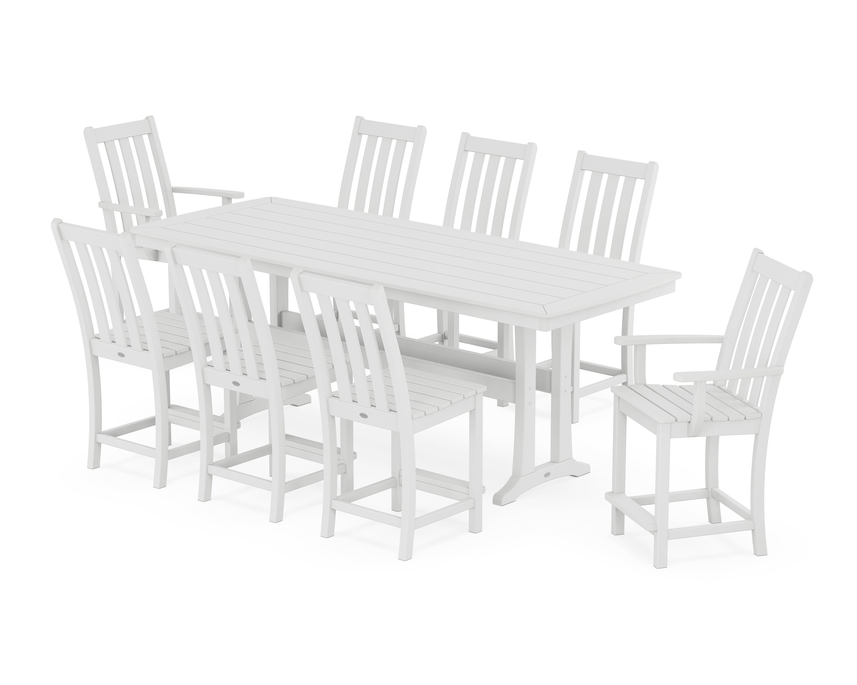 Vineyard 9-Piece Counter Set with Trestle Legs in White