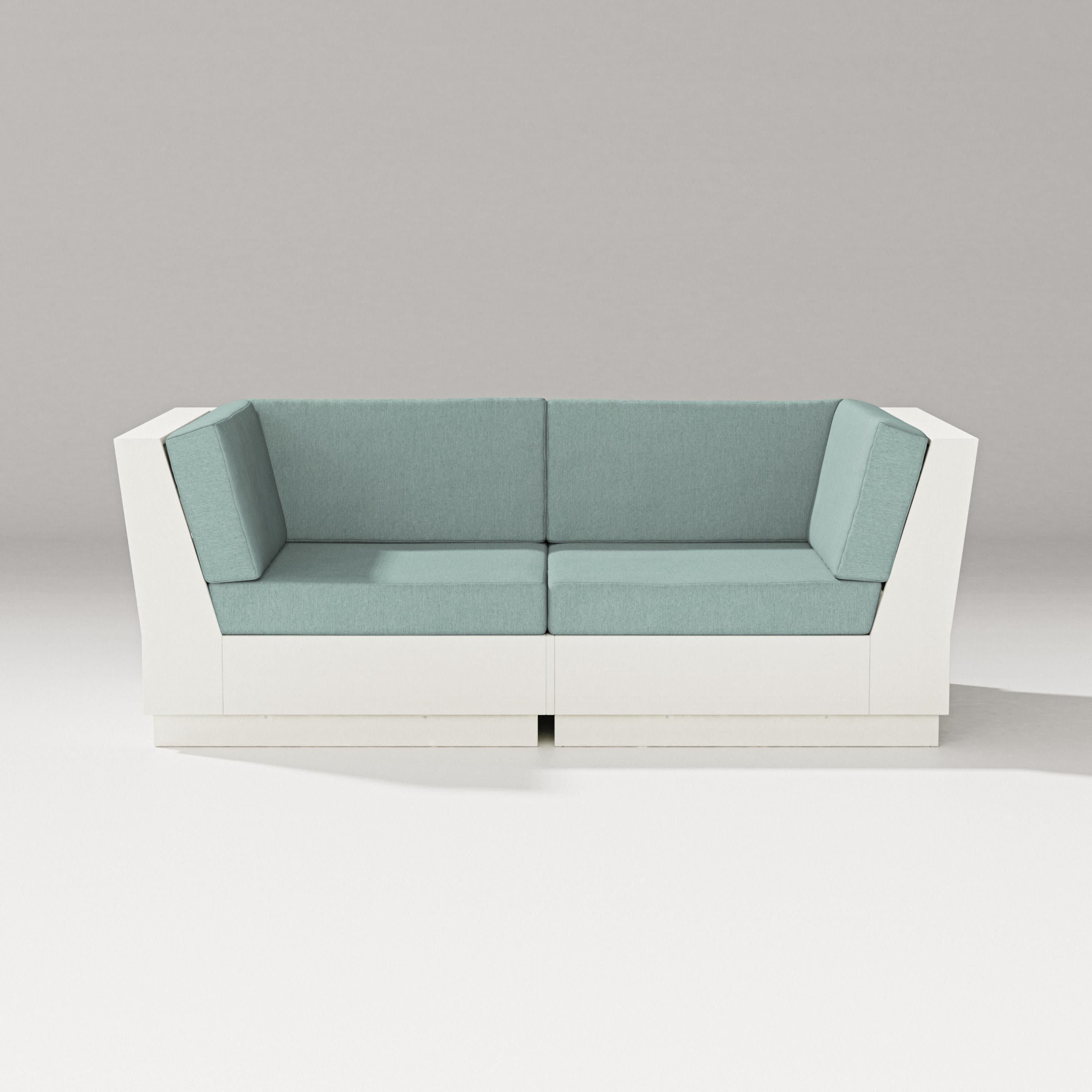 Elevate Loveseat Sectional in Vintage White / Glacier Spa