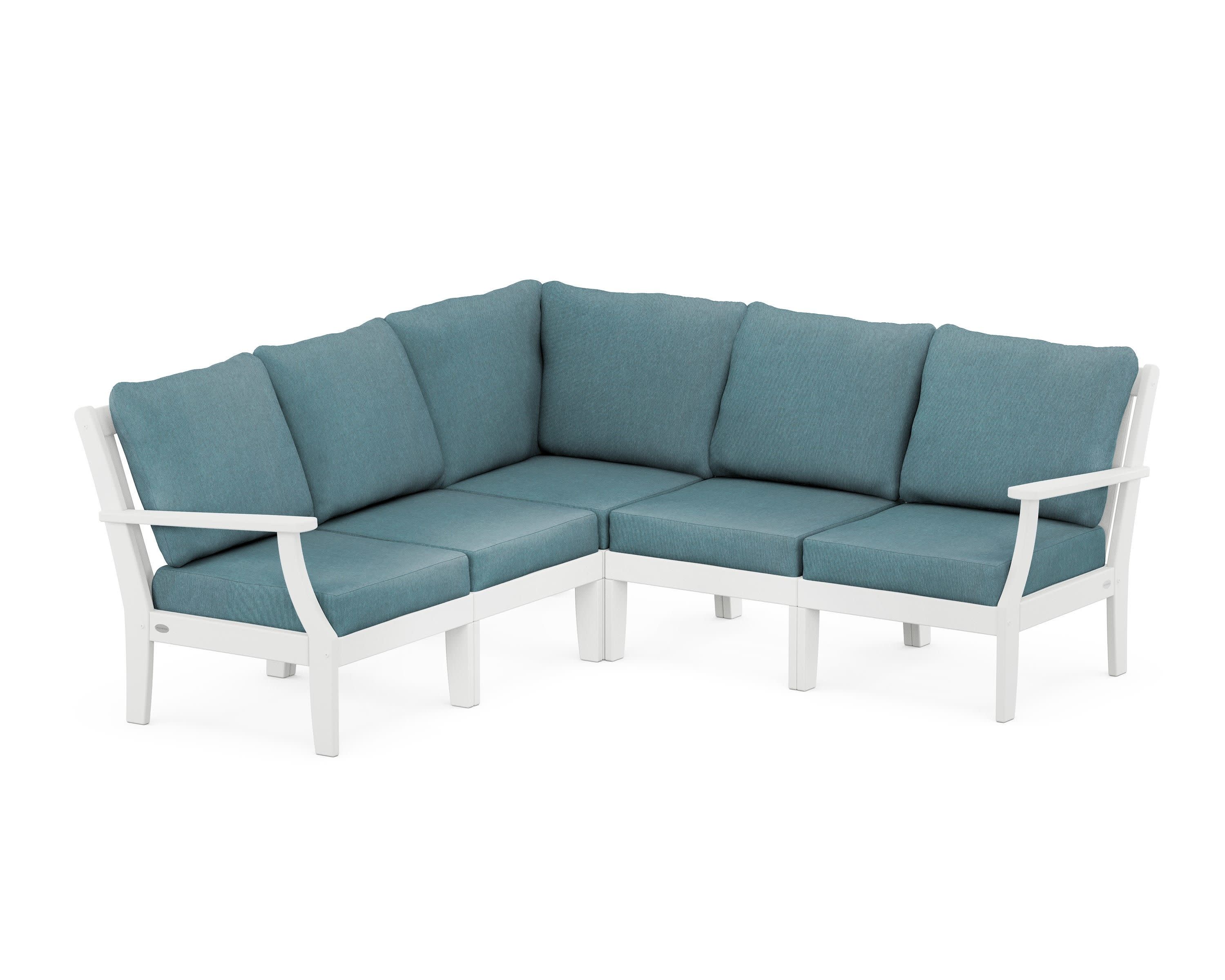 Braxton Modular 5-Piece Deep Seating Set in White / Ocean Teal
