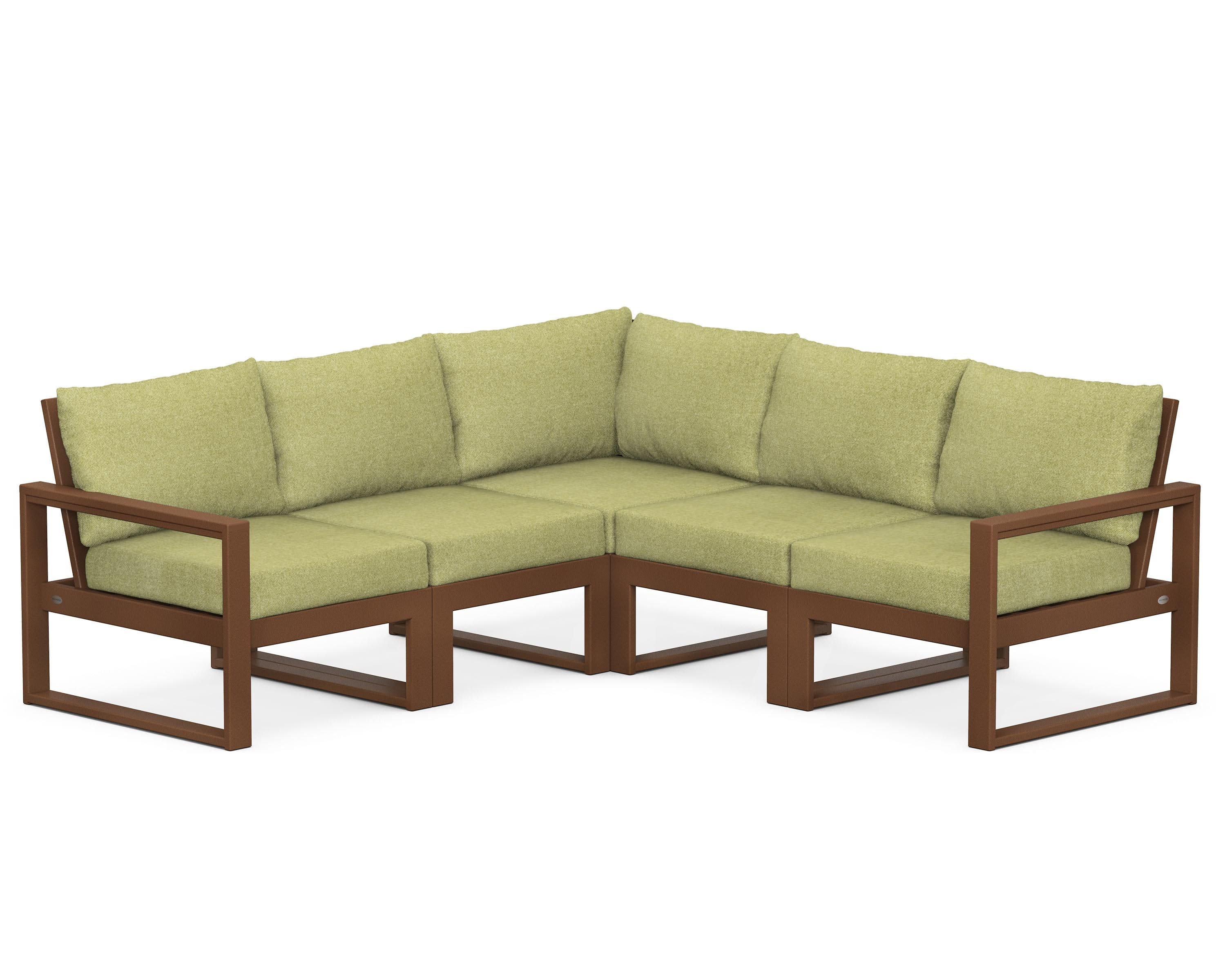 EDGE 5-Piece Modular Deep Seating Set in Teak / Chartreuse Boucle