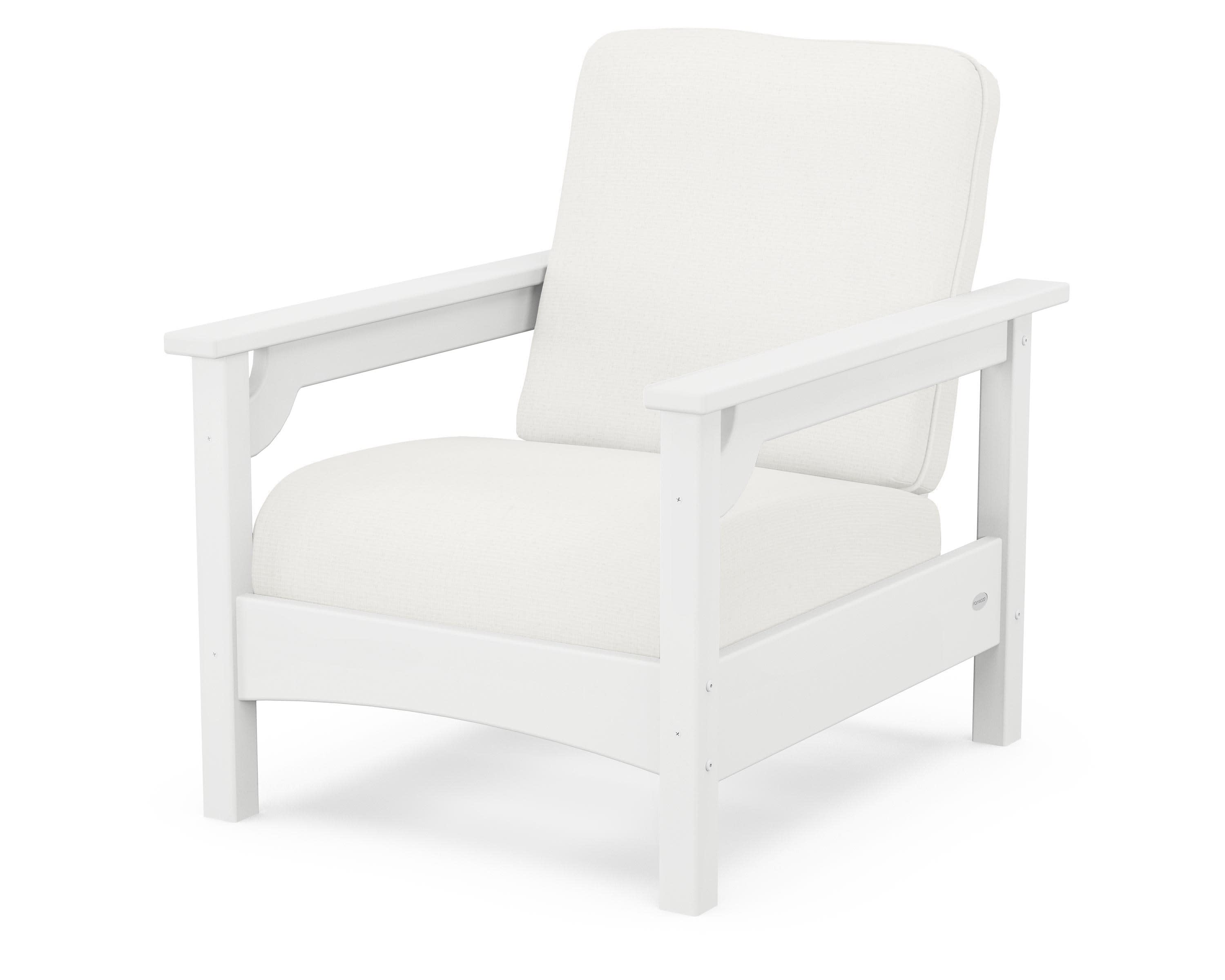 Club Chair in White / Natural Linen