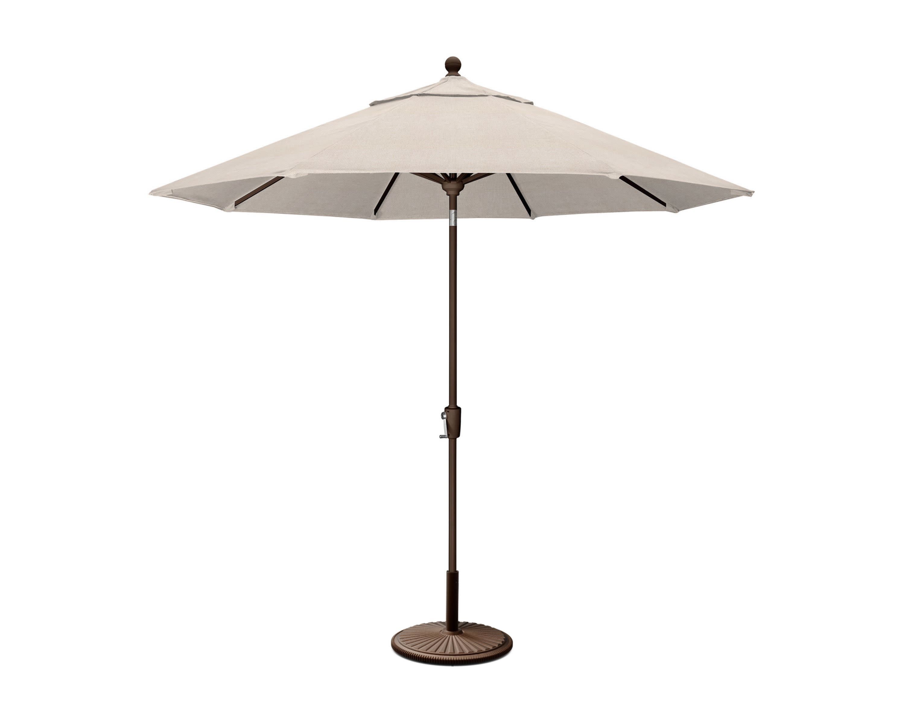 9' Tilt Market Umbrella & Base in Bronze / Blend Linen