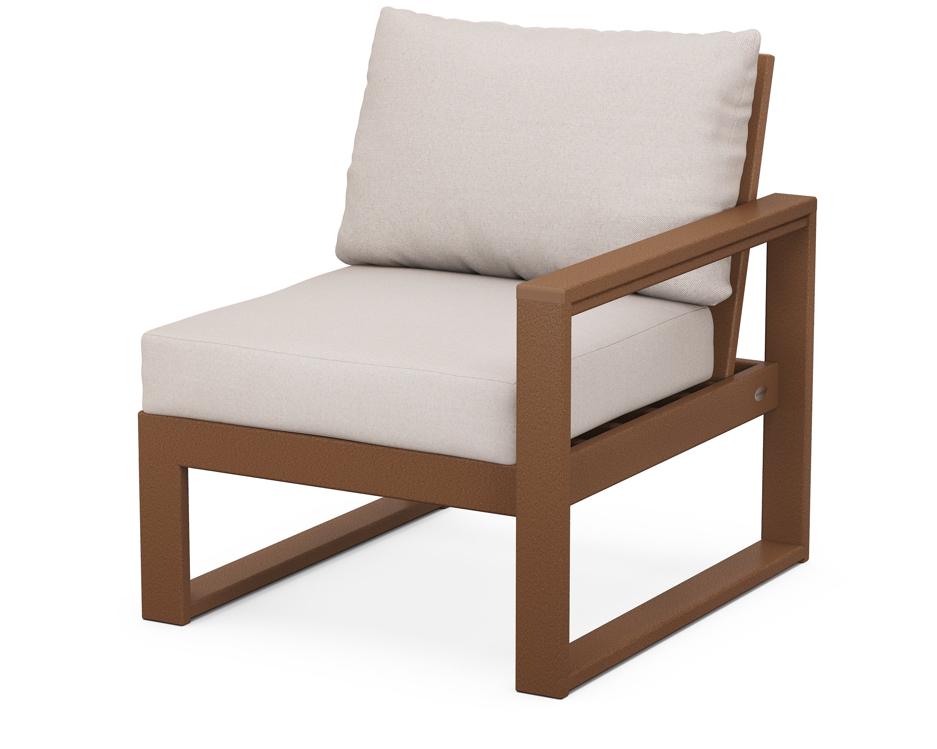 EDGE Modular Right Arm Chair in Teak / Dune Burlap