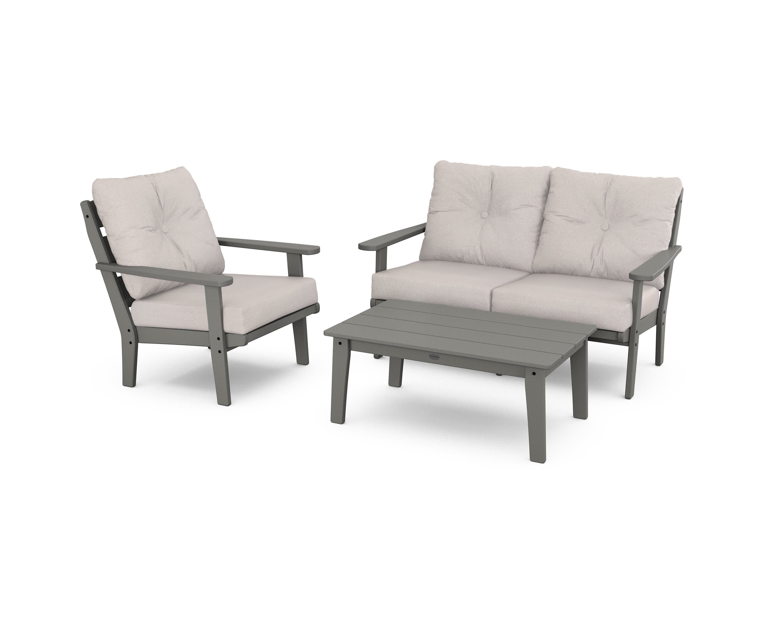 Lakeside 3-Piece Deep Seating Set in Slate Grey / Dune Burlap
