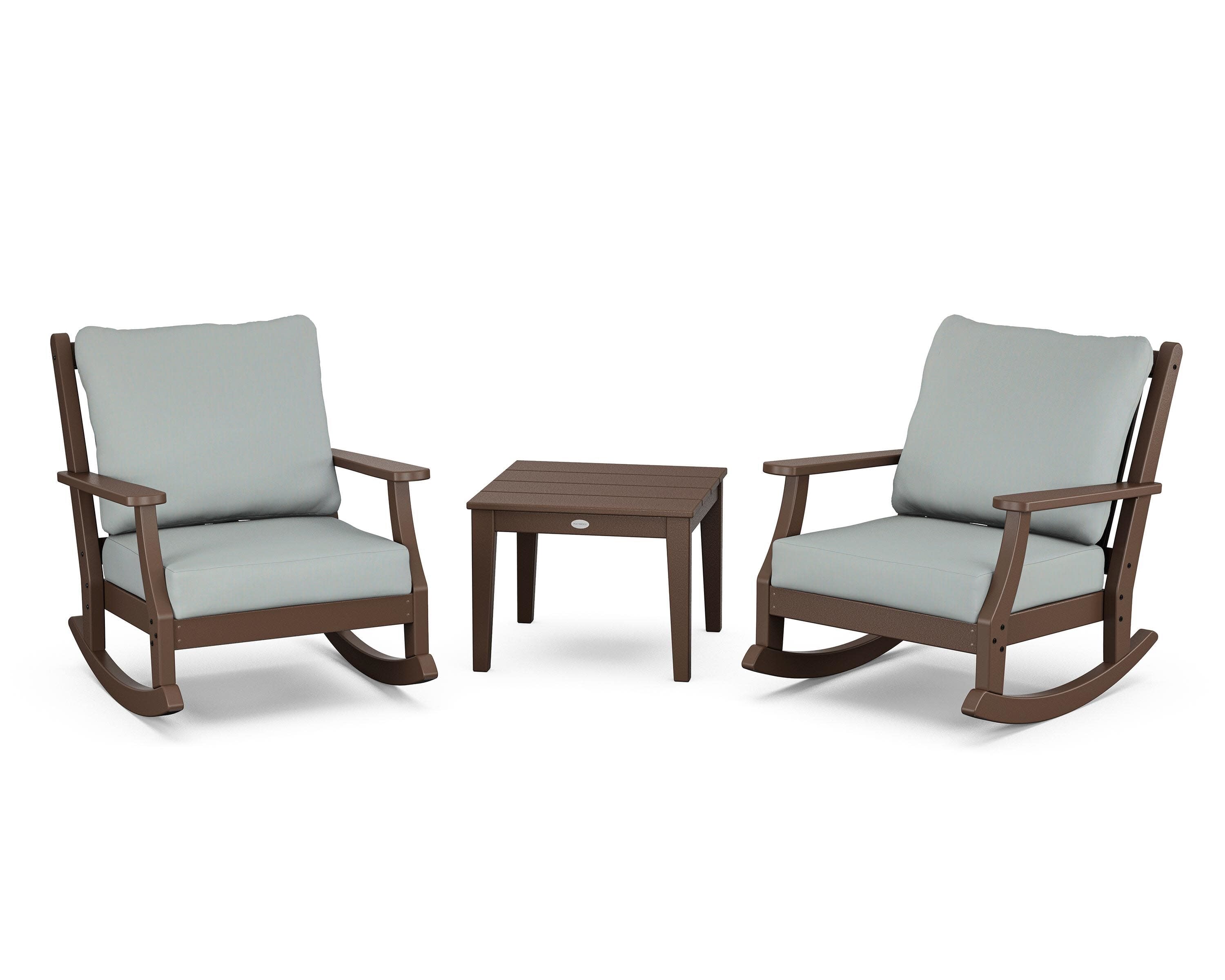 Wovendale 3-Piece Deep Seating Rocker Set in Mahogany / Spa