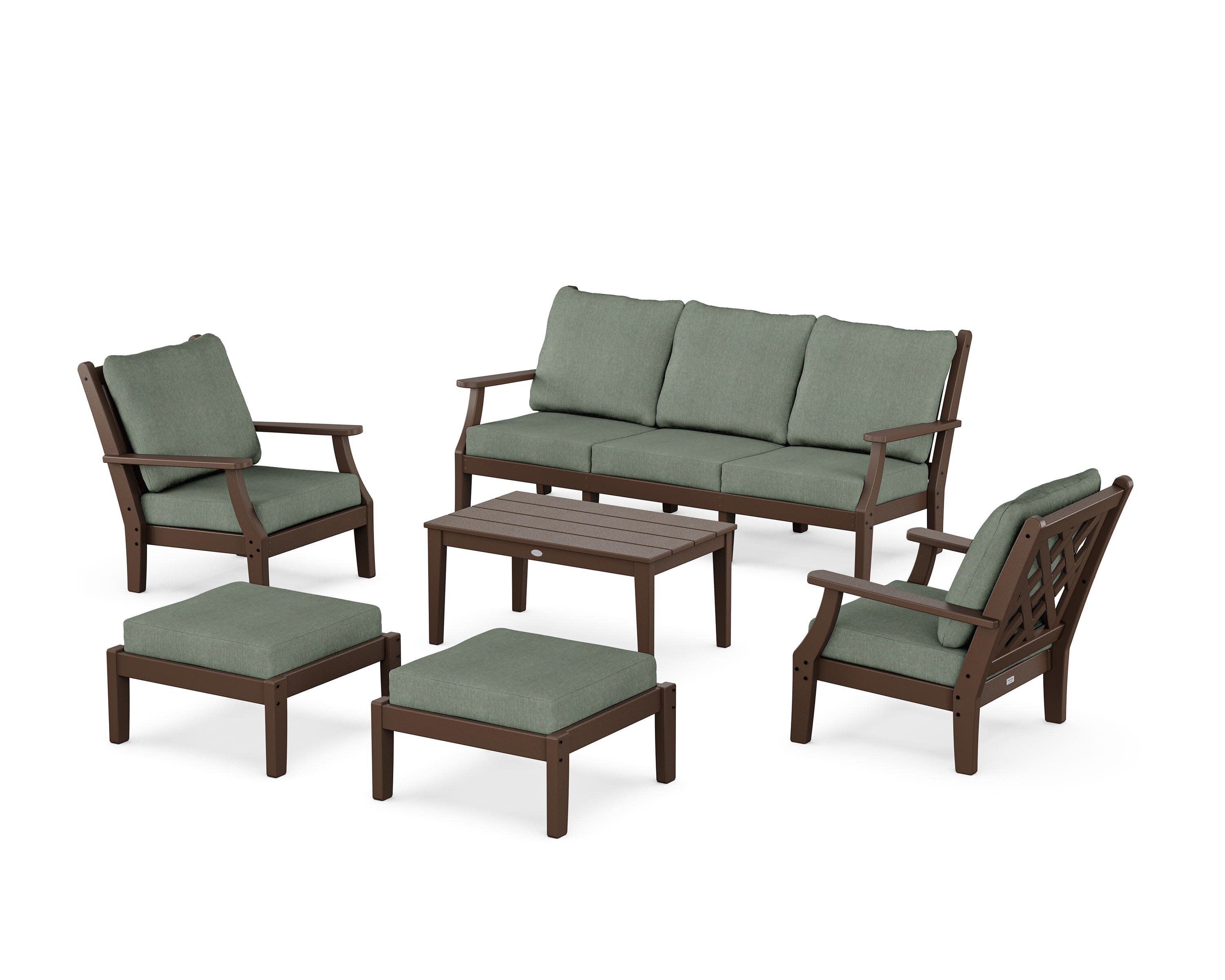 Wovendale 6-Piece Lounge Sofa Set in Mahogany / Cast Sage
