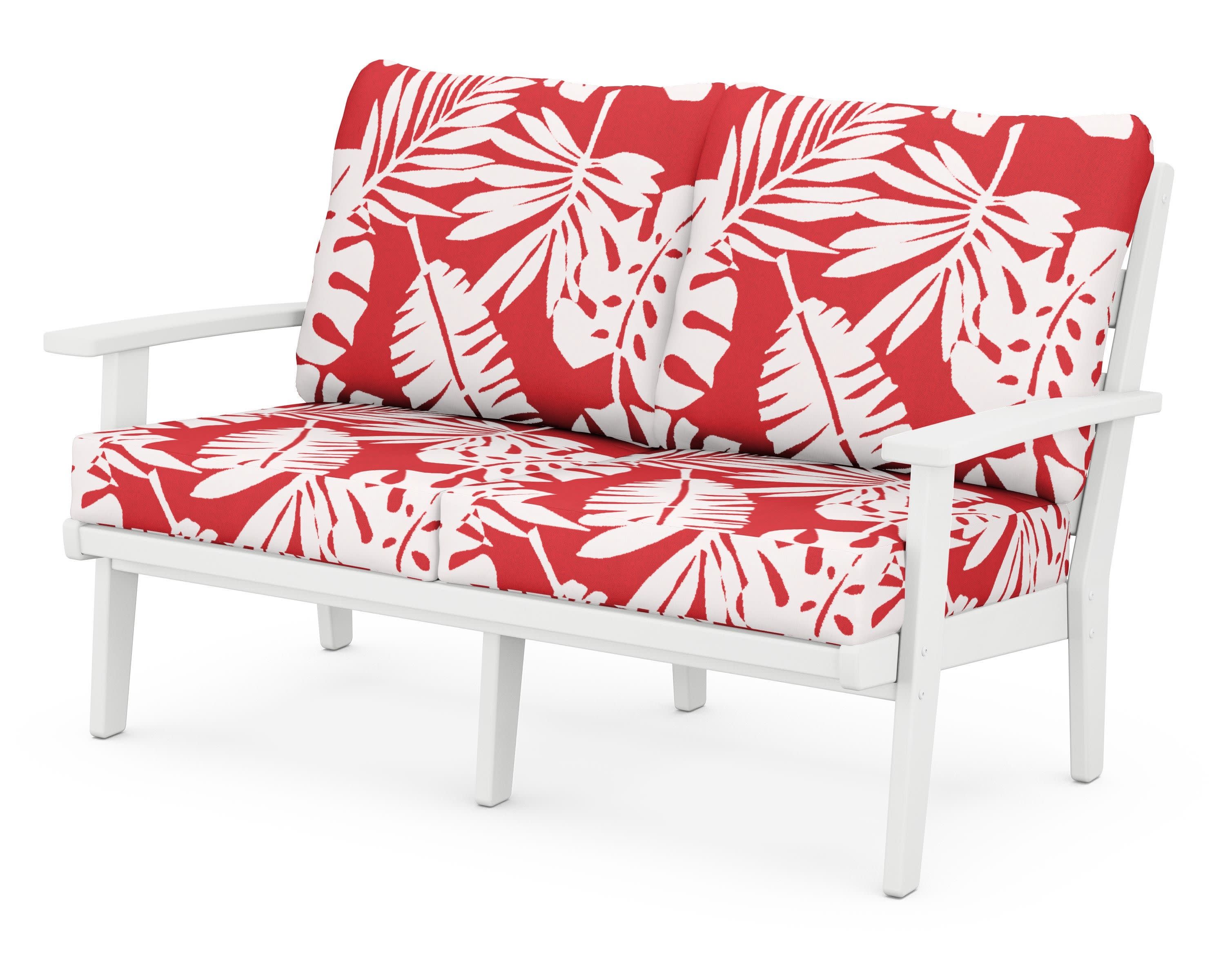 Grant Park Deep Seating Loveseat in White / Leaf Crimson