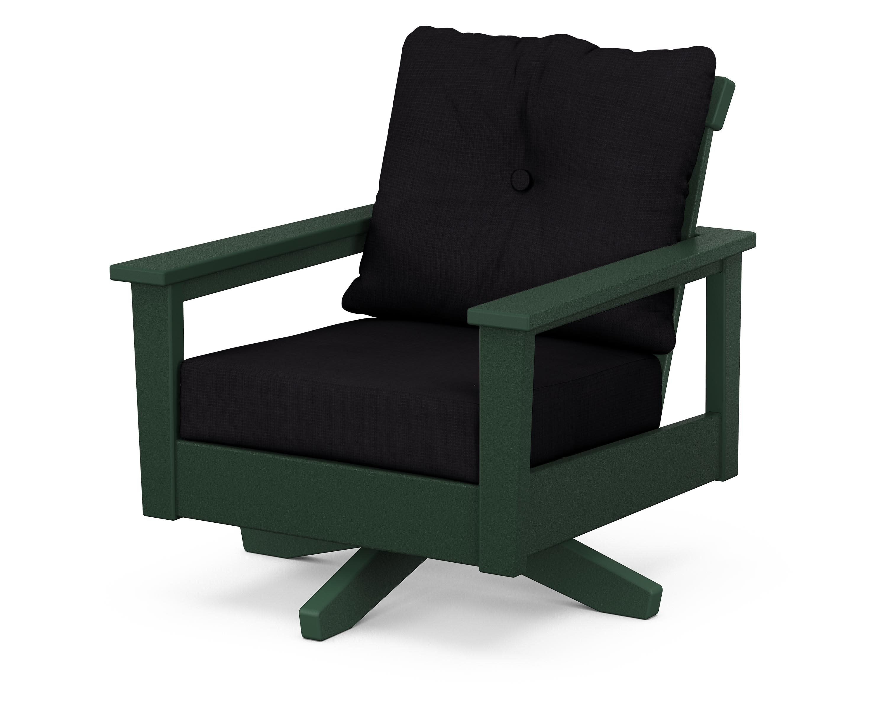 Prescott Deep Seating Swivel Chair in Green / Midnight Linen