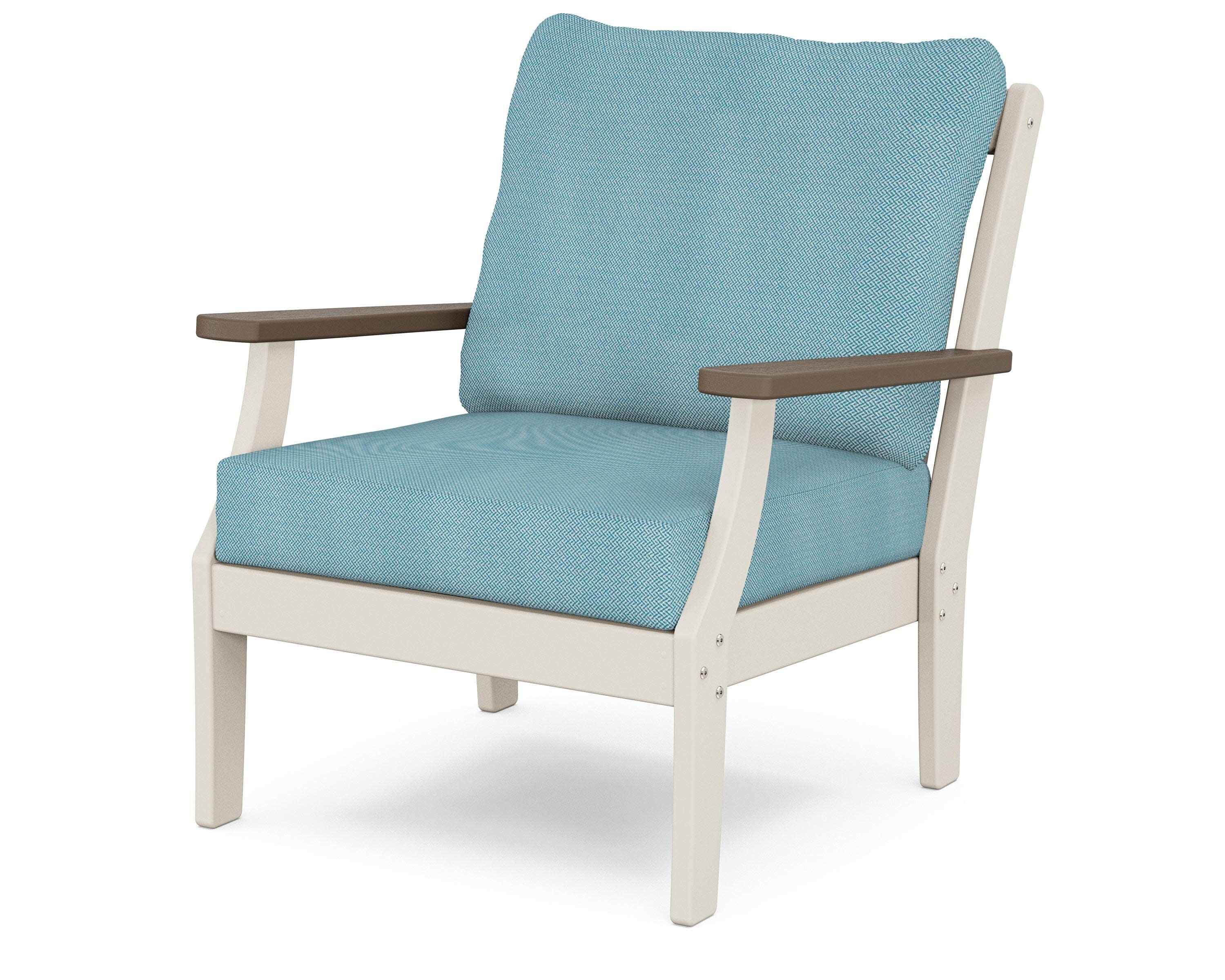 Braxton Deep Seating Chair in Sand / Kona / Lattice Sky Blue