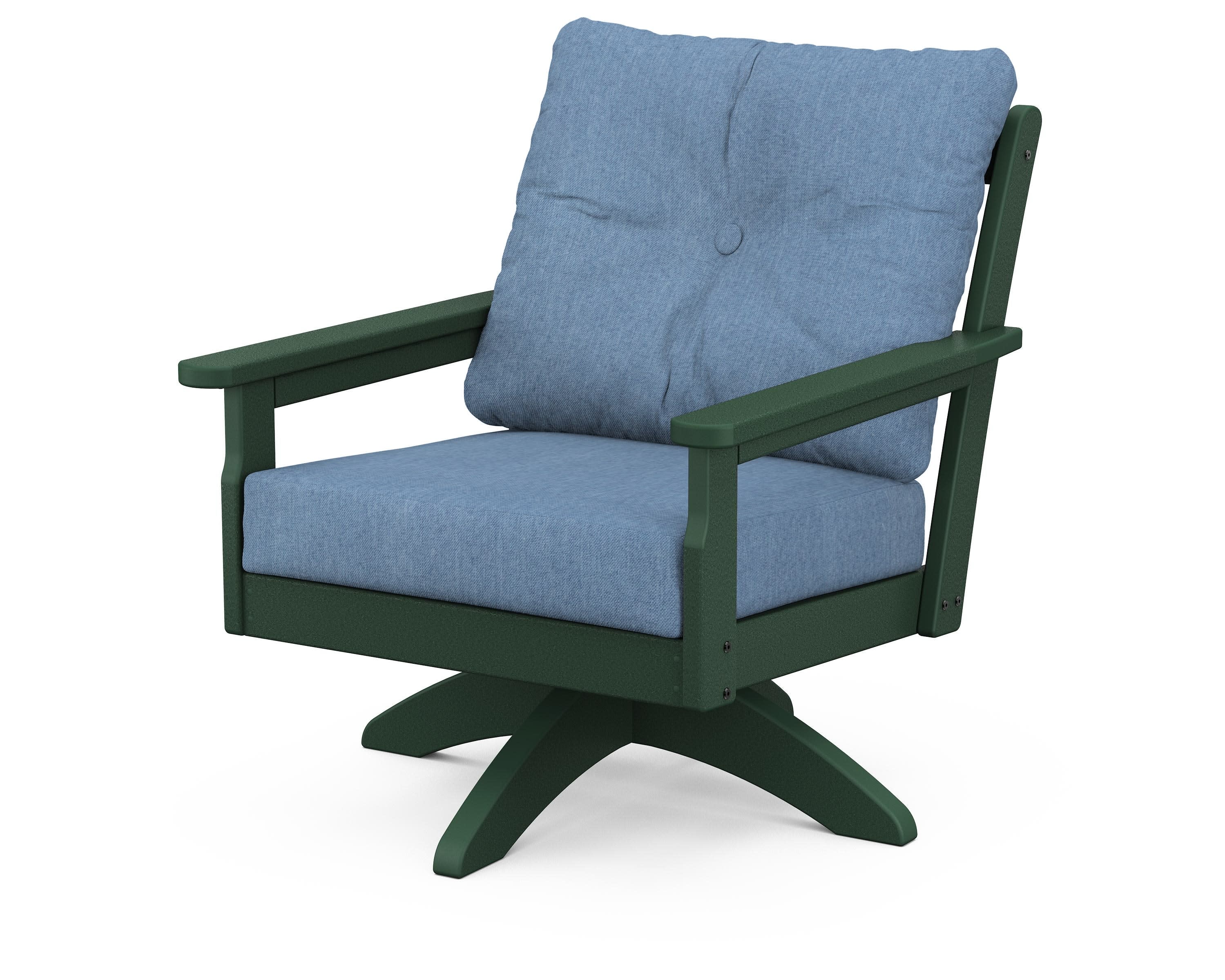 Vineyard Deep Seating Swivel Chair in Green / Sky Blue
