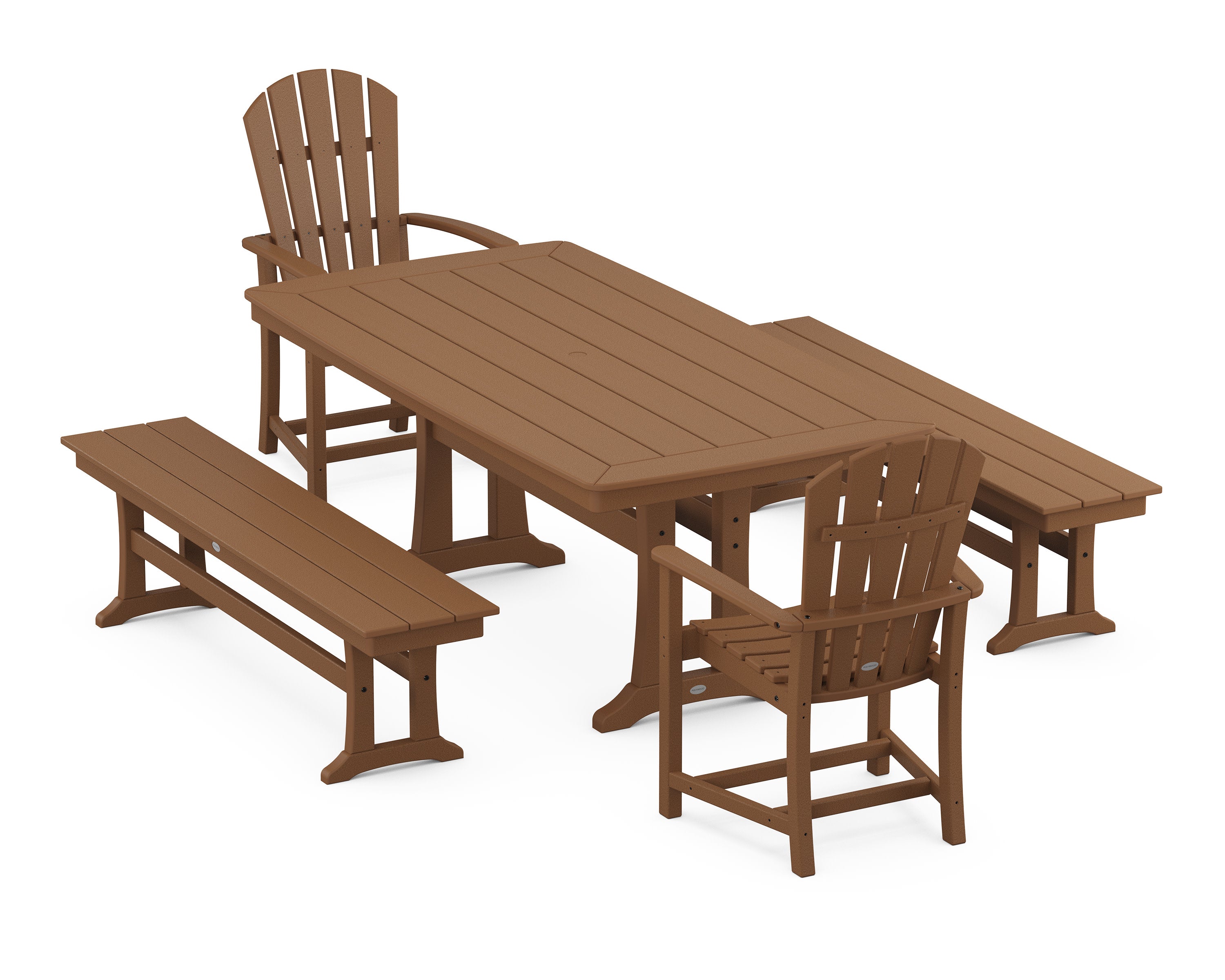 Palm Coast 5-Piece Dining Set with Trestle Legs in Teak