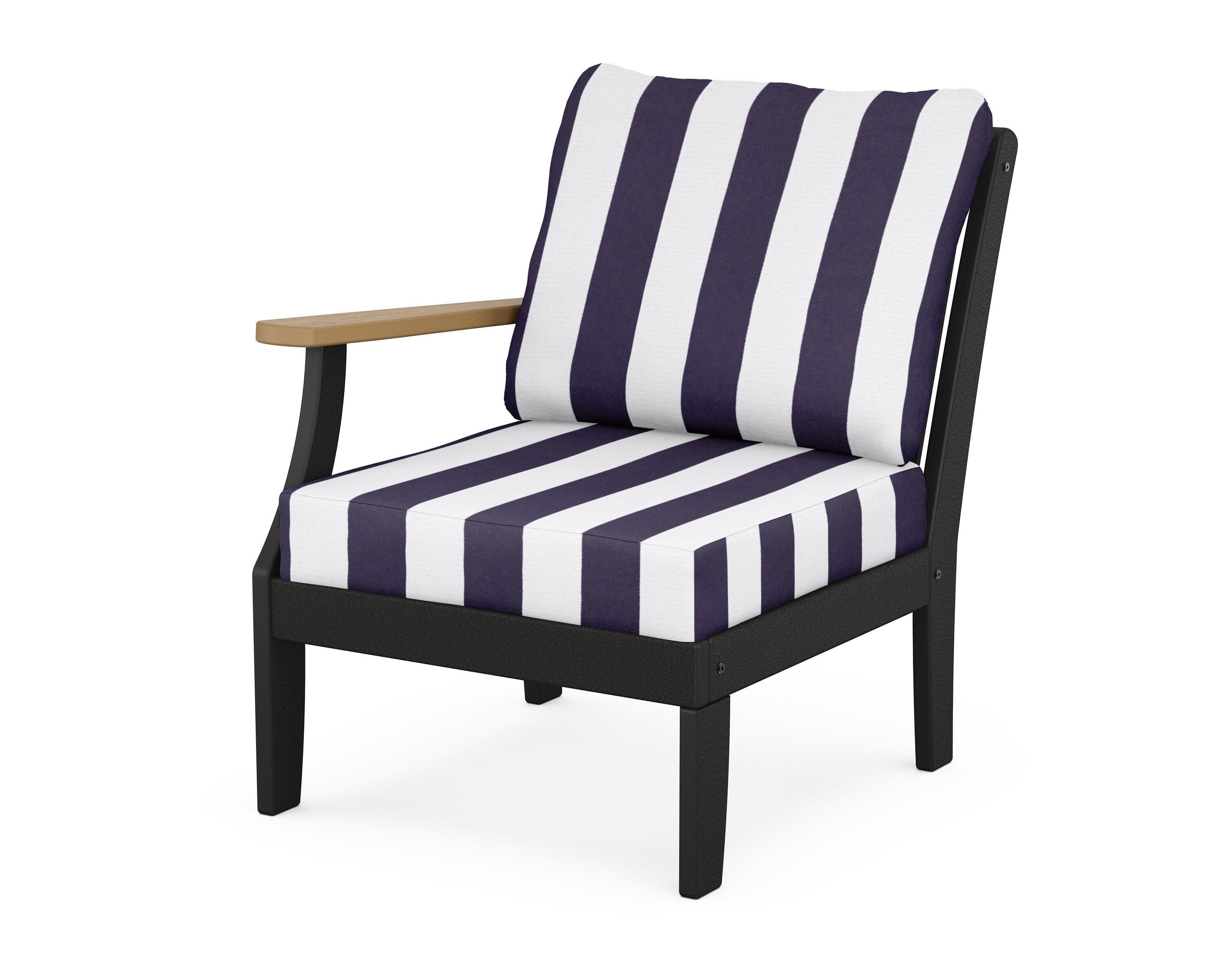 Braxton Modular Left Arm Chair in Black / Natural / Cabana Stripe Navy