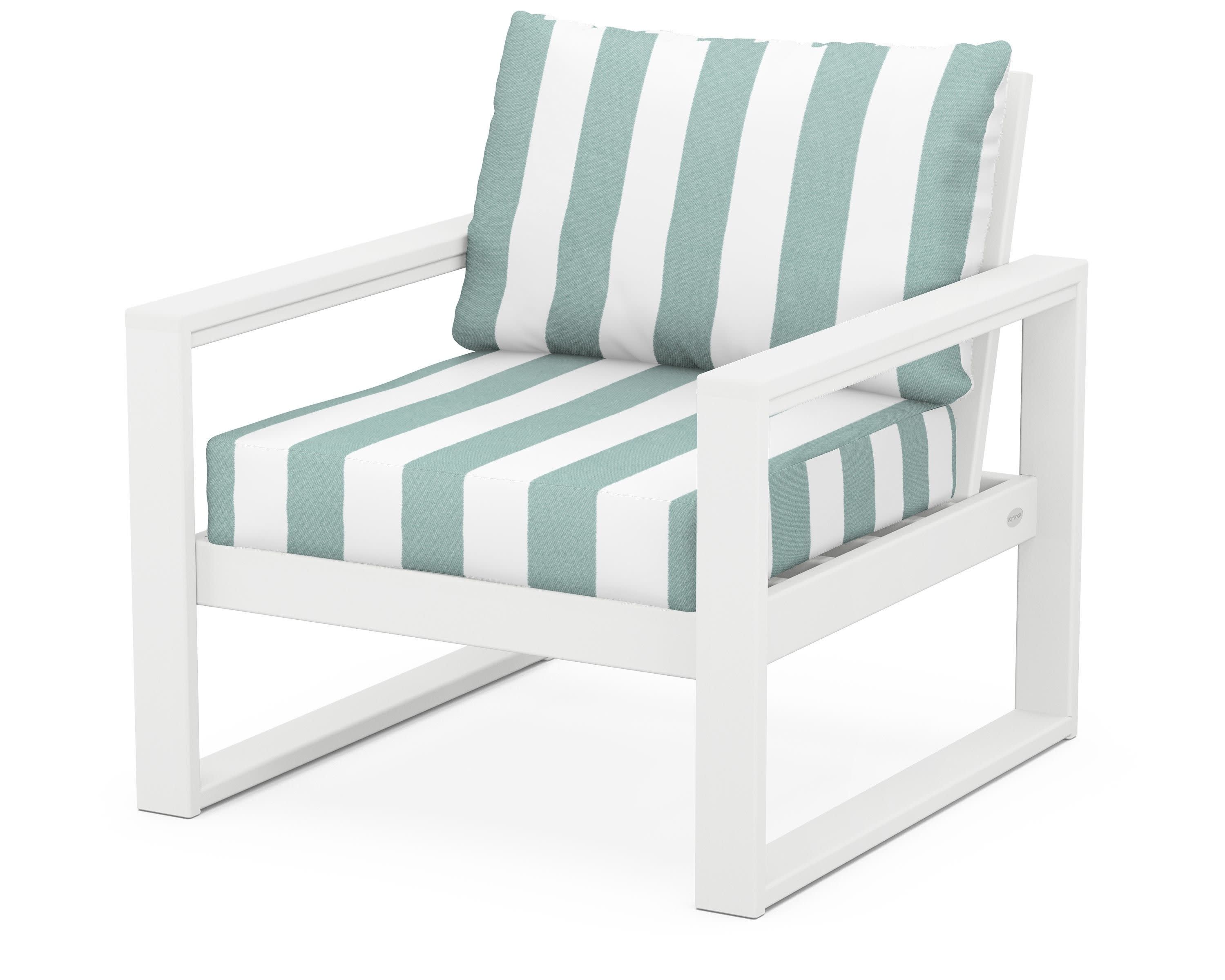 EDGE Club Chair in White / Cabana Stripe Glacier Spa