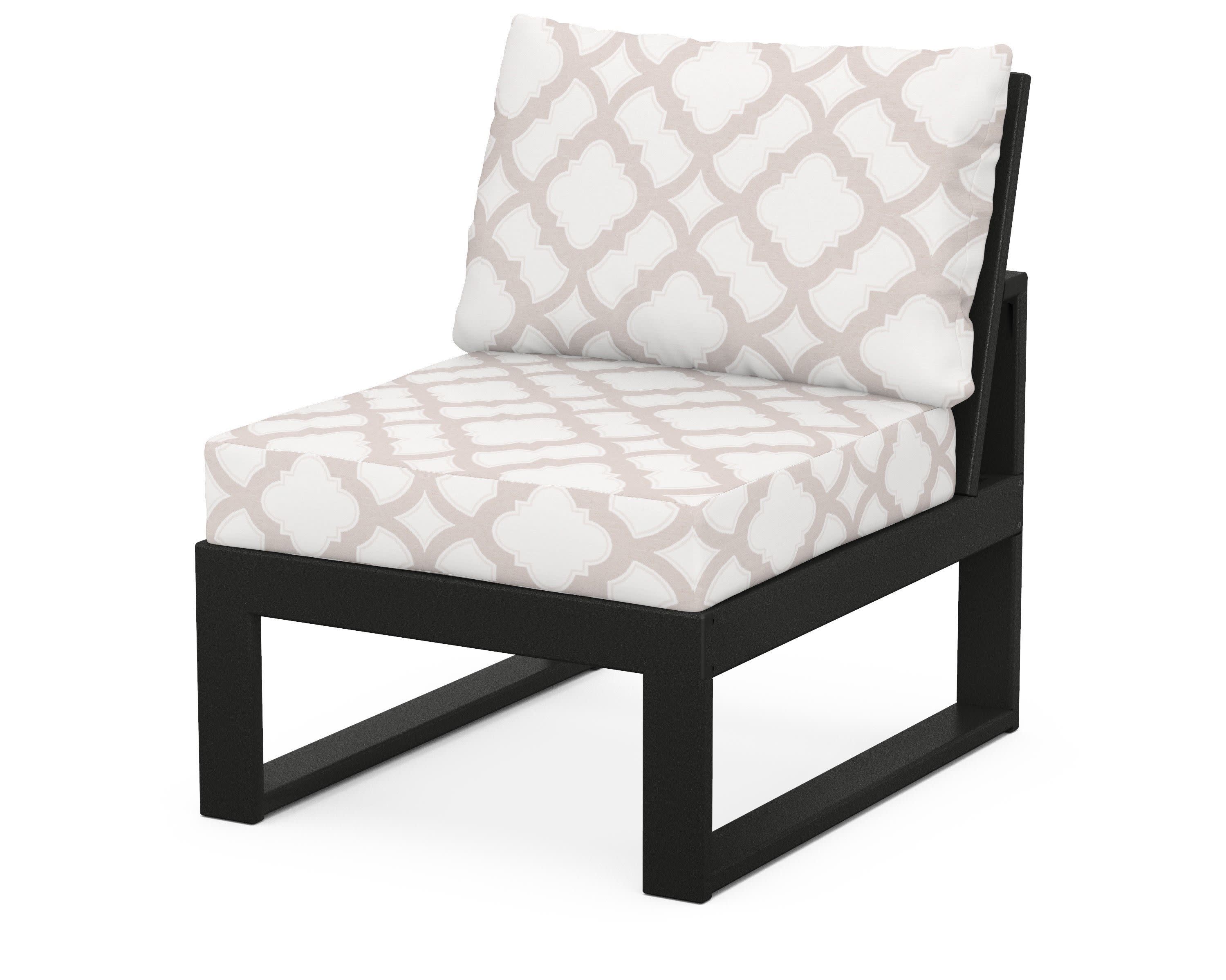 Modular Armless Chair in Black / Trellis Dune Burlap
