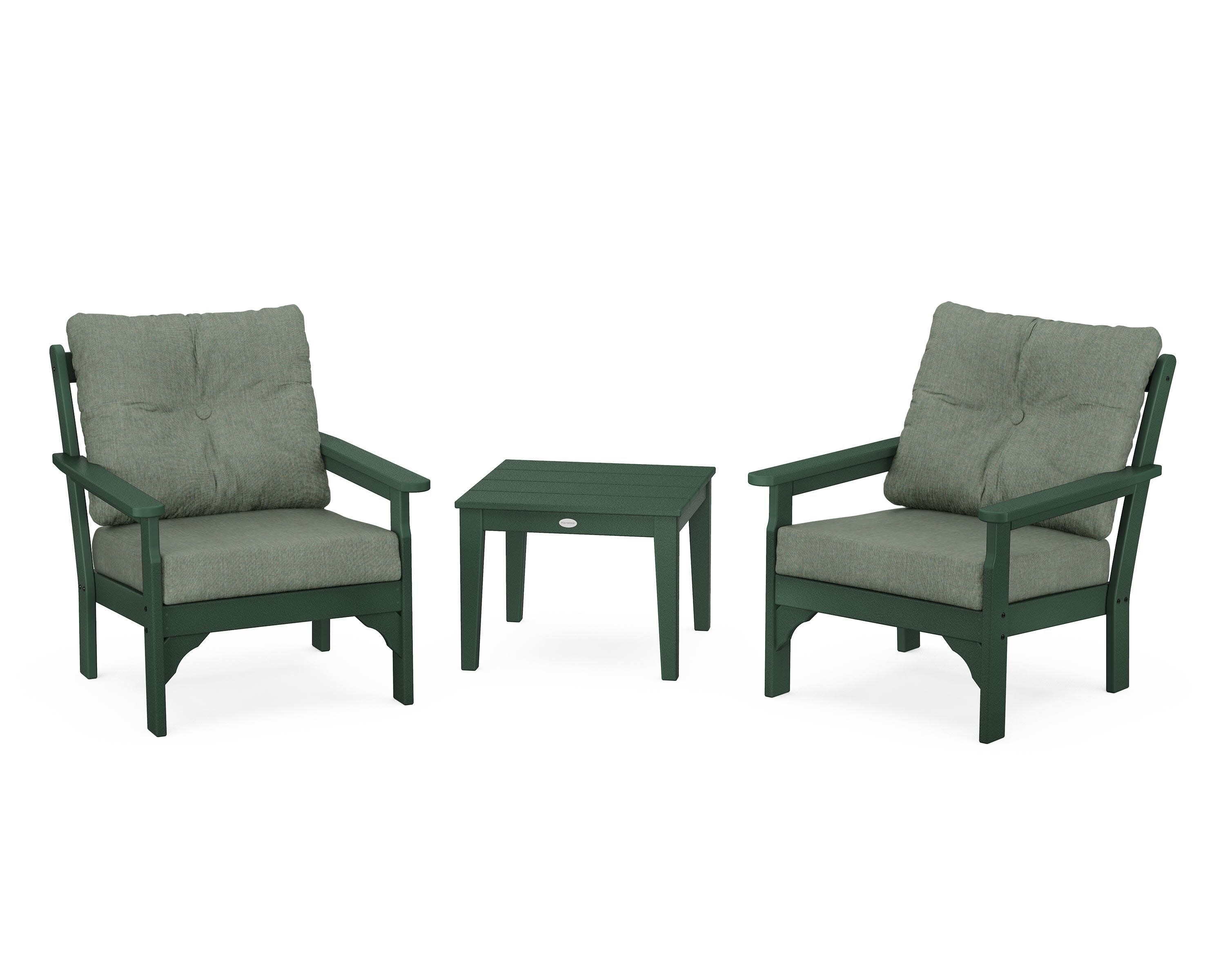 Vineyard 3-Piece Deep Seating Set in Green / Cast Sage
