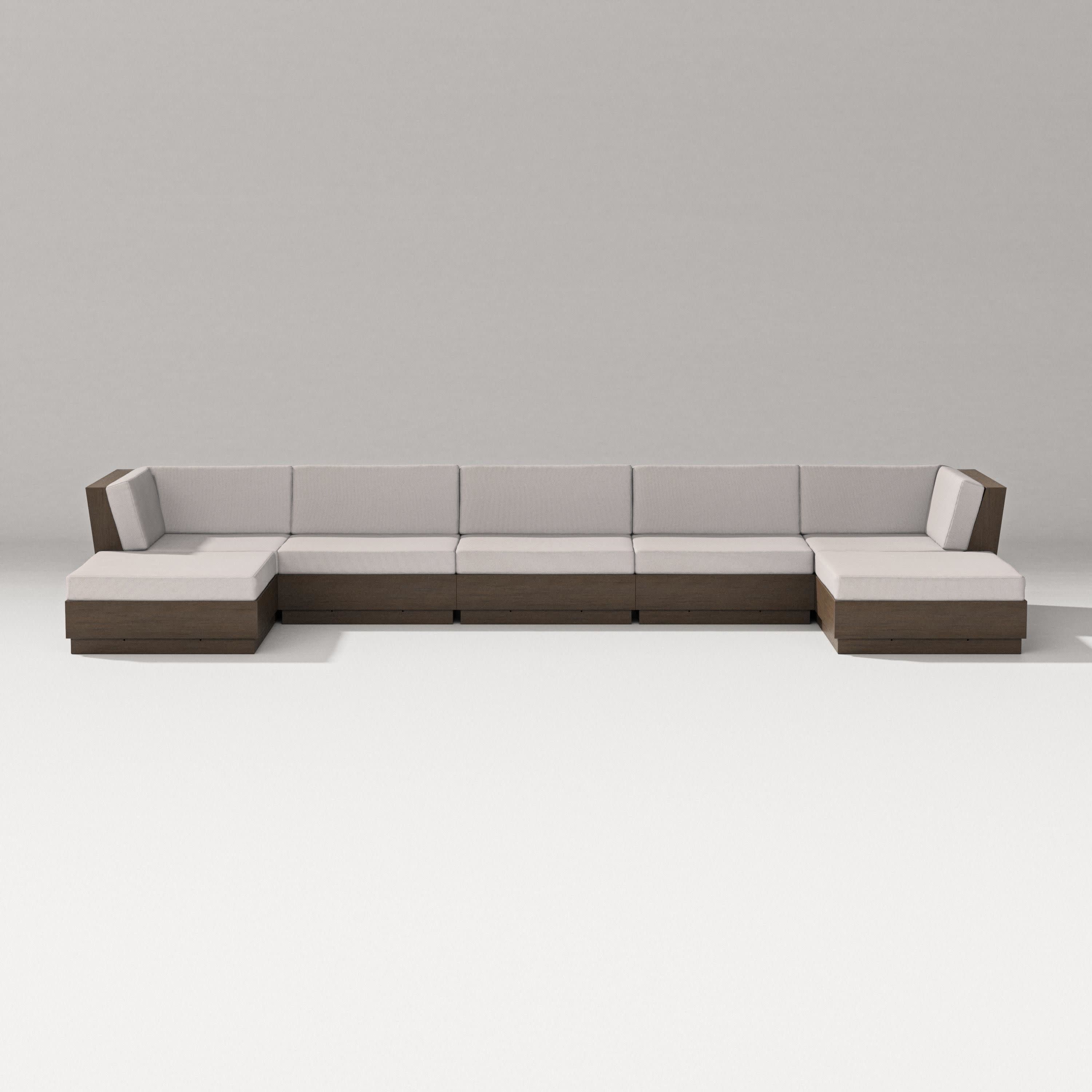Elevate 7-Piece Double Chaise Sectional in Kona / Dune Burlap