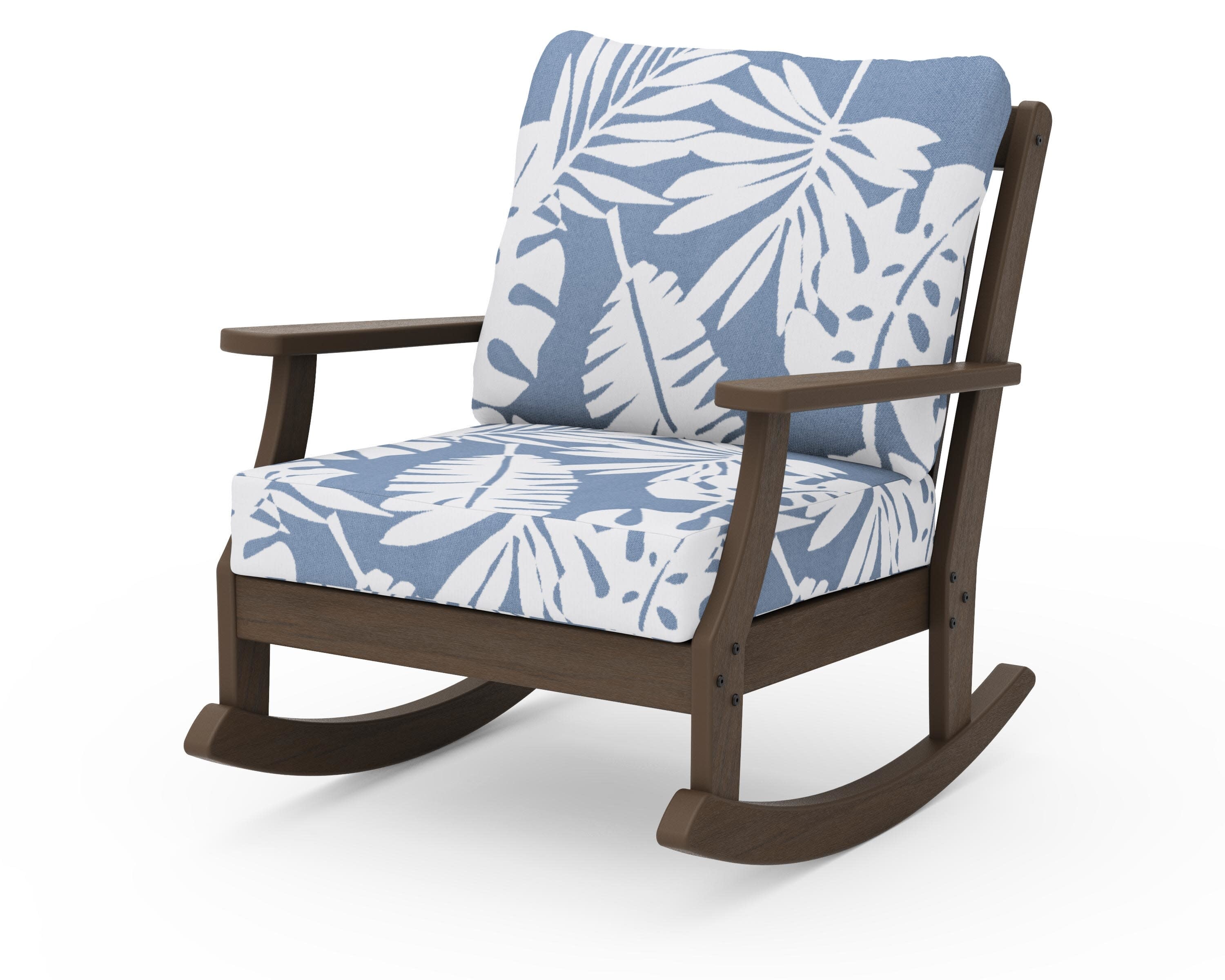 Braxton Deep Seating Rocking Chair in Kona / Leaf Sky Blue