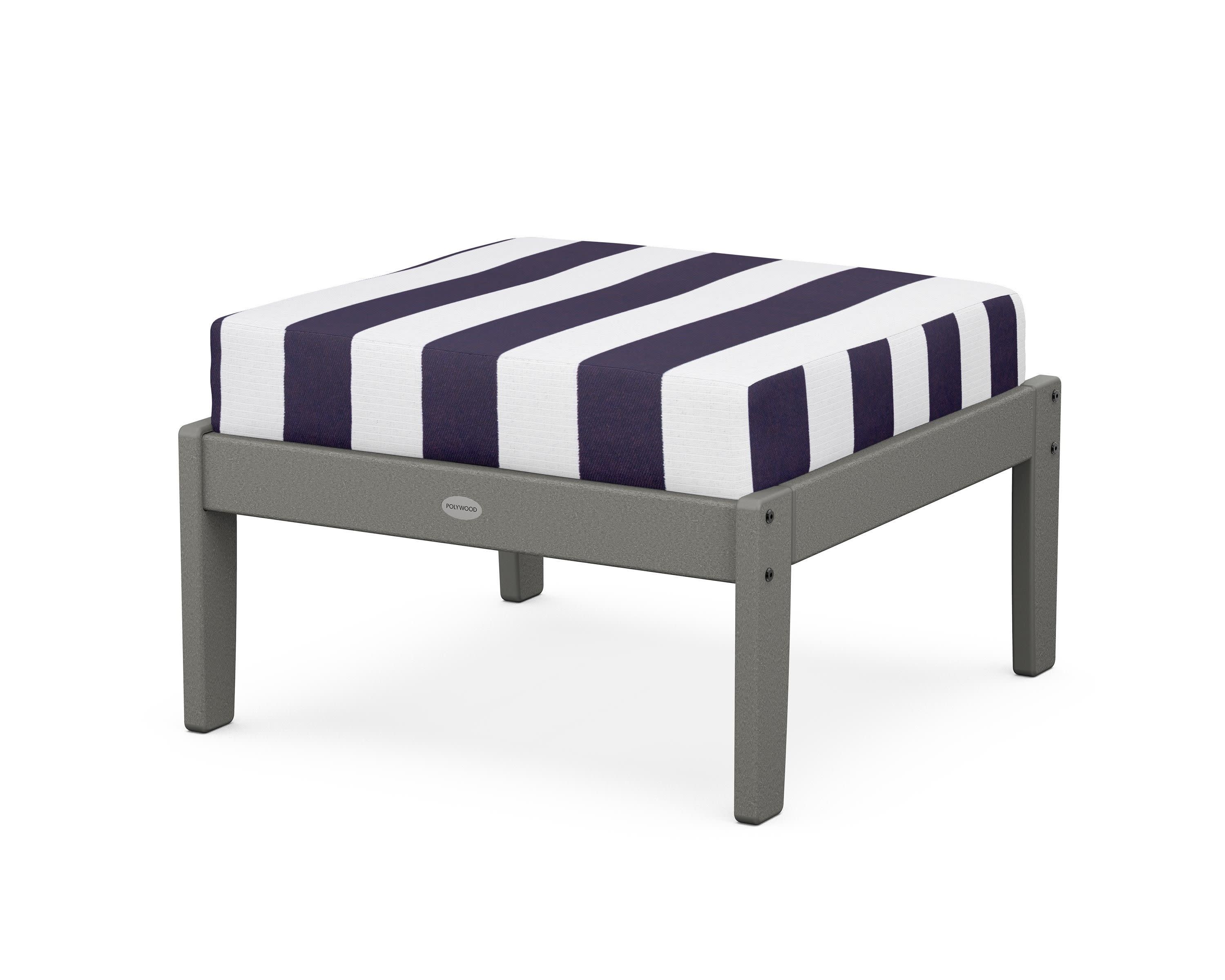 Braxton Deep Seating Ottoman in Slate Grey / Cabana Stripe Navy