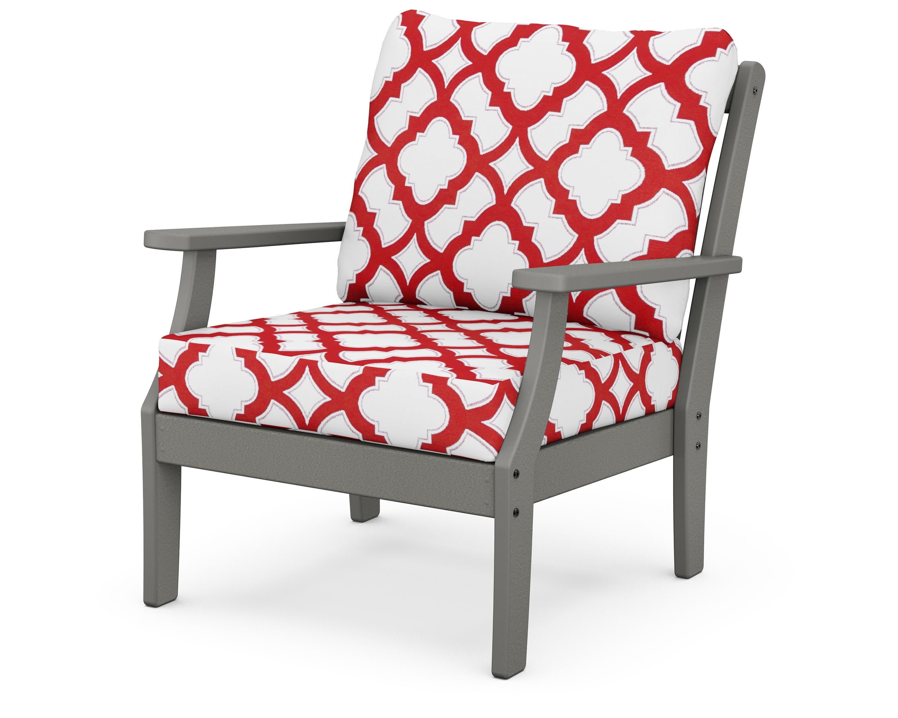 Braxton Deep Seating Chair in Slate Grey / Trellis Crimson