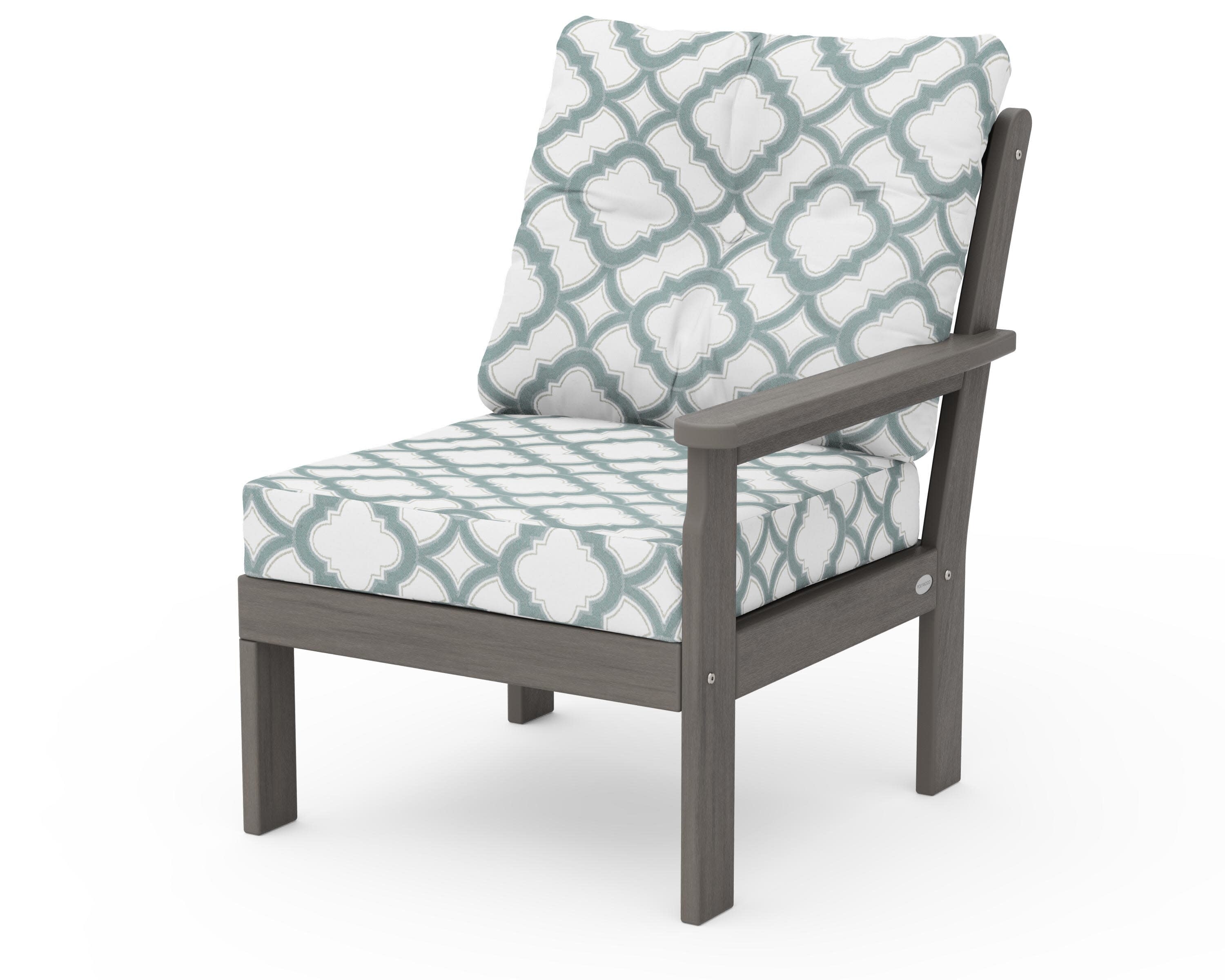 Vineyard Modular Right Arm Chair in Driftwood / Trellis Glacier Spa