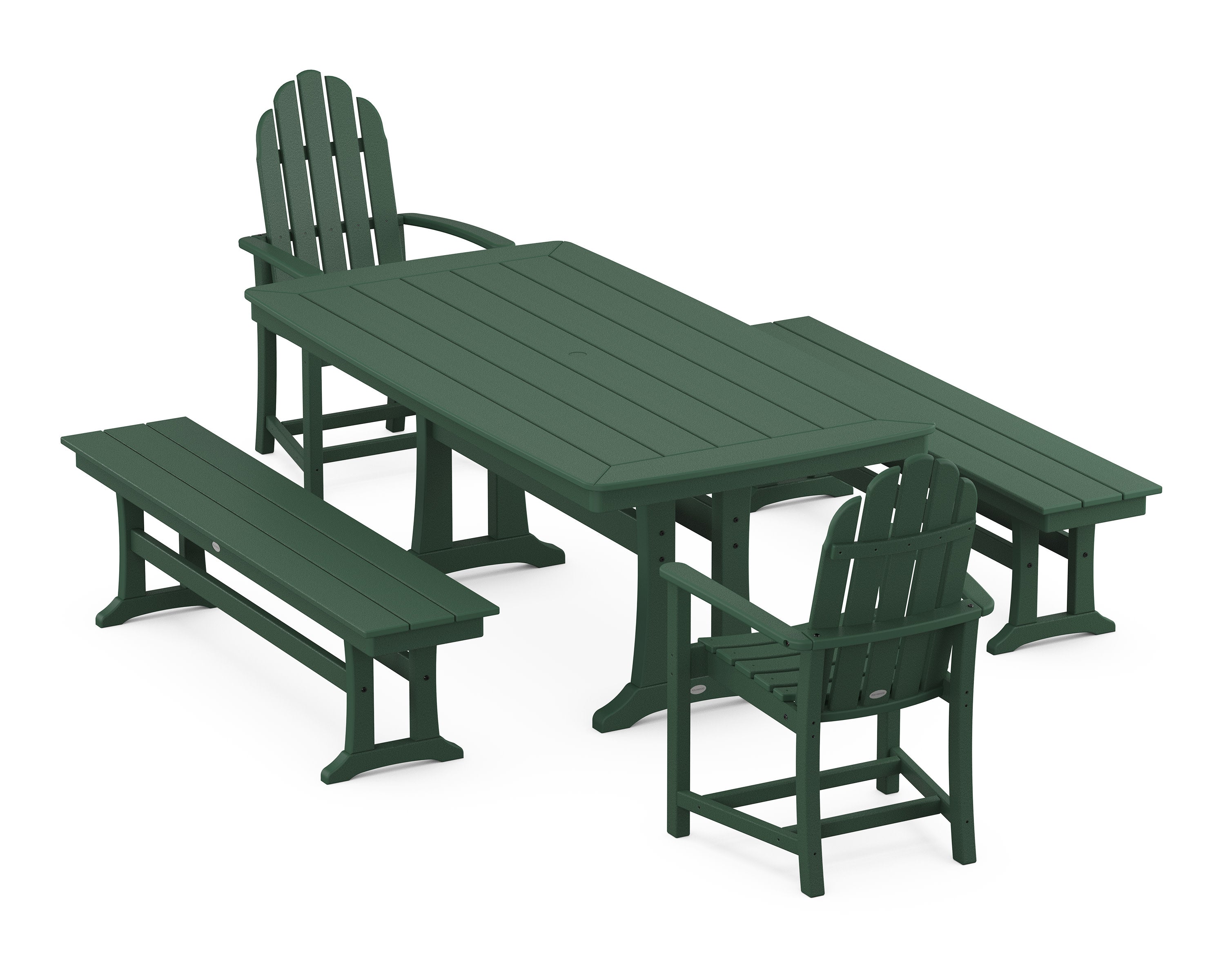 Classic Adirondack 5-Piece Dining Set with Trestle Legs in Green