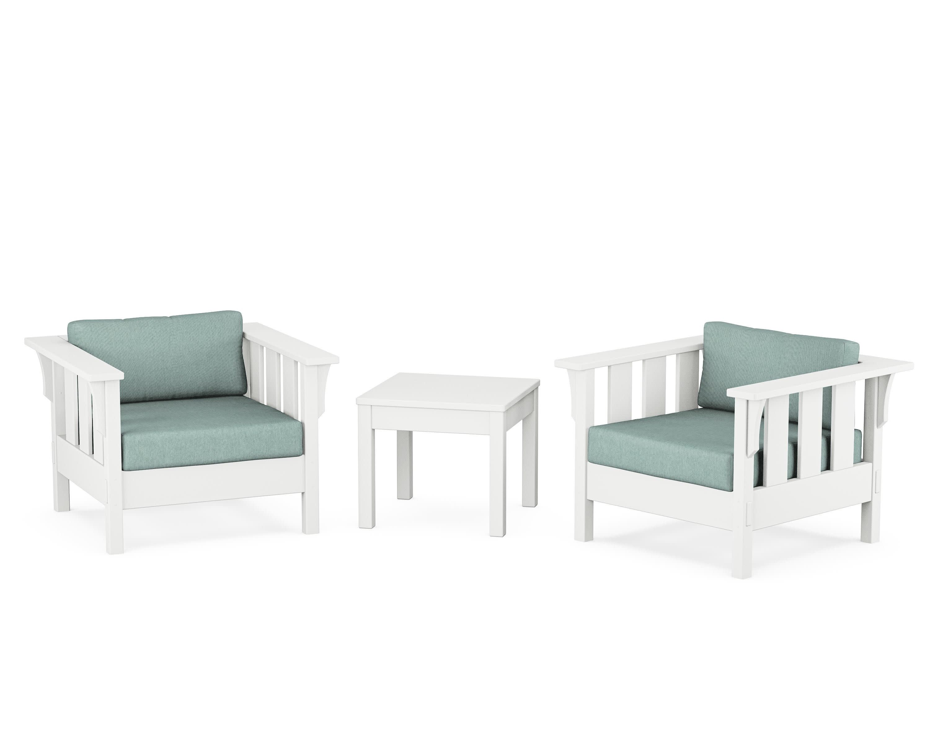 Acadia 3-Piece Deep Seating Set in White / Glacier Spa