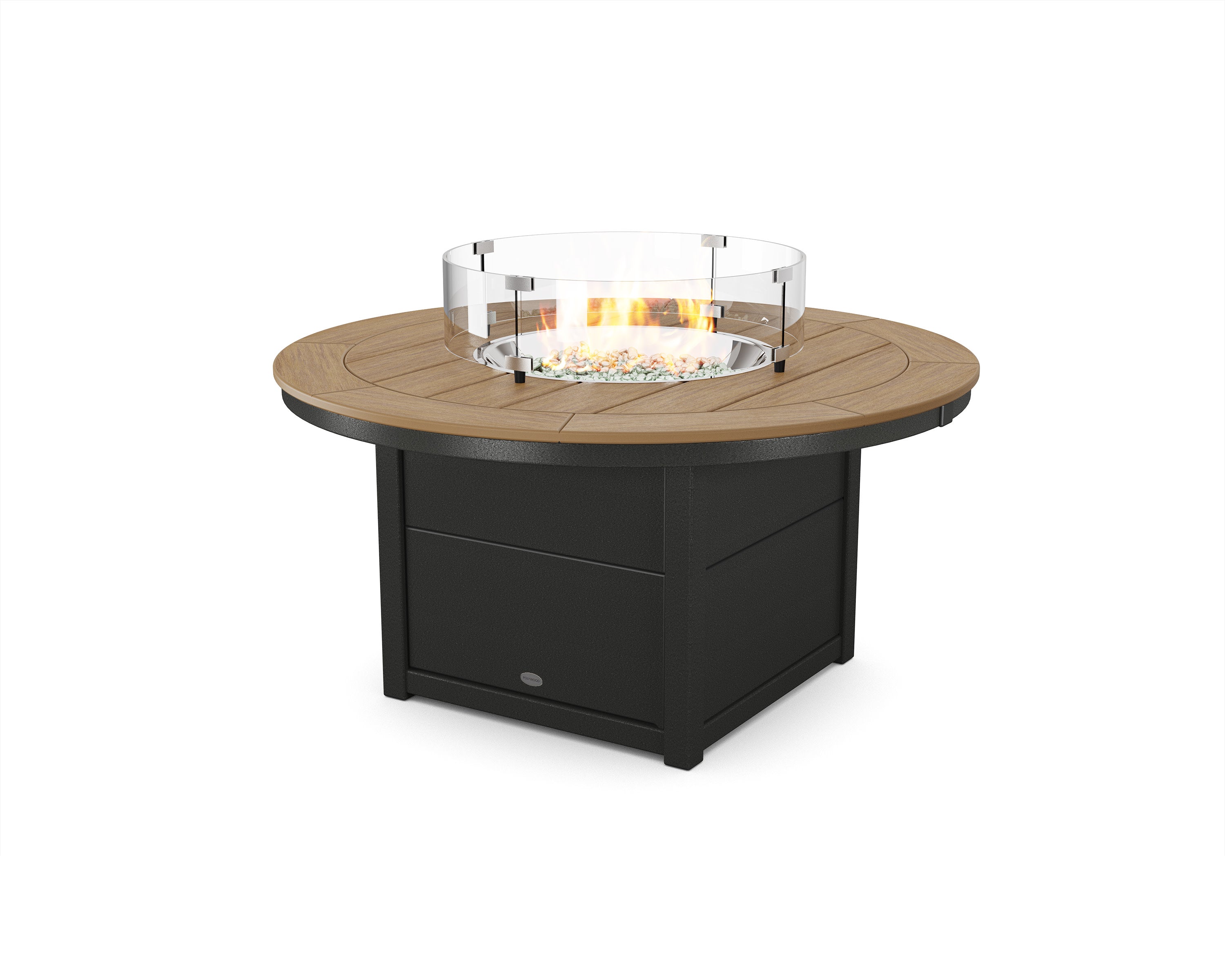 Round 48" Fire Pit Table in Black / Natural