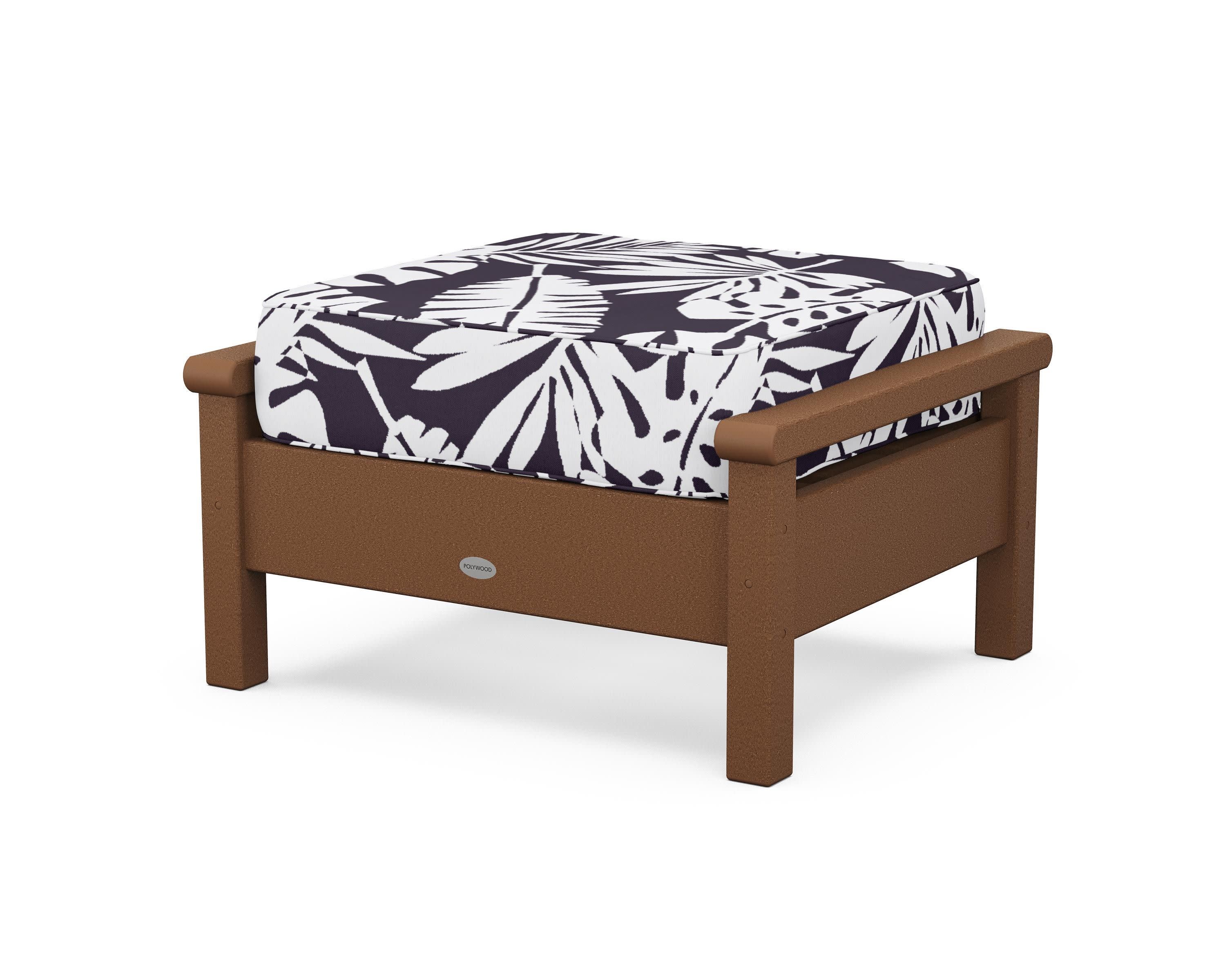 Harbour Deep Seating Ottoman in Teak / Leaf Navy