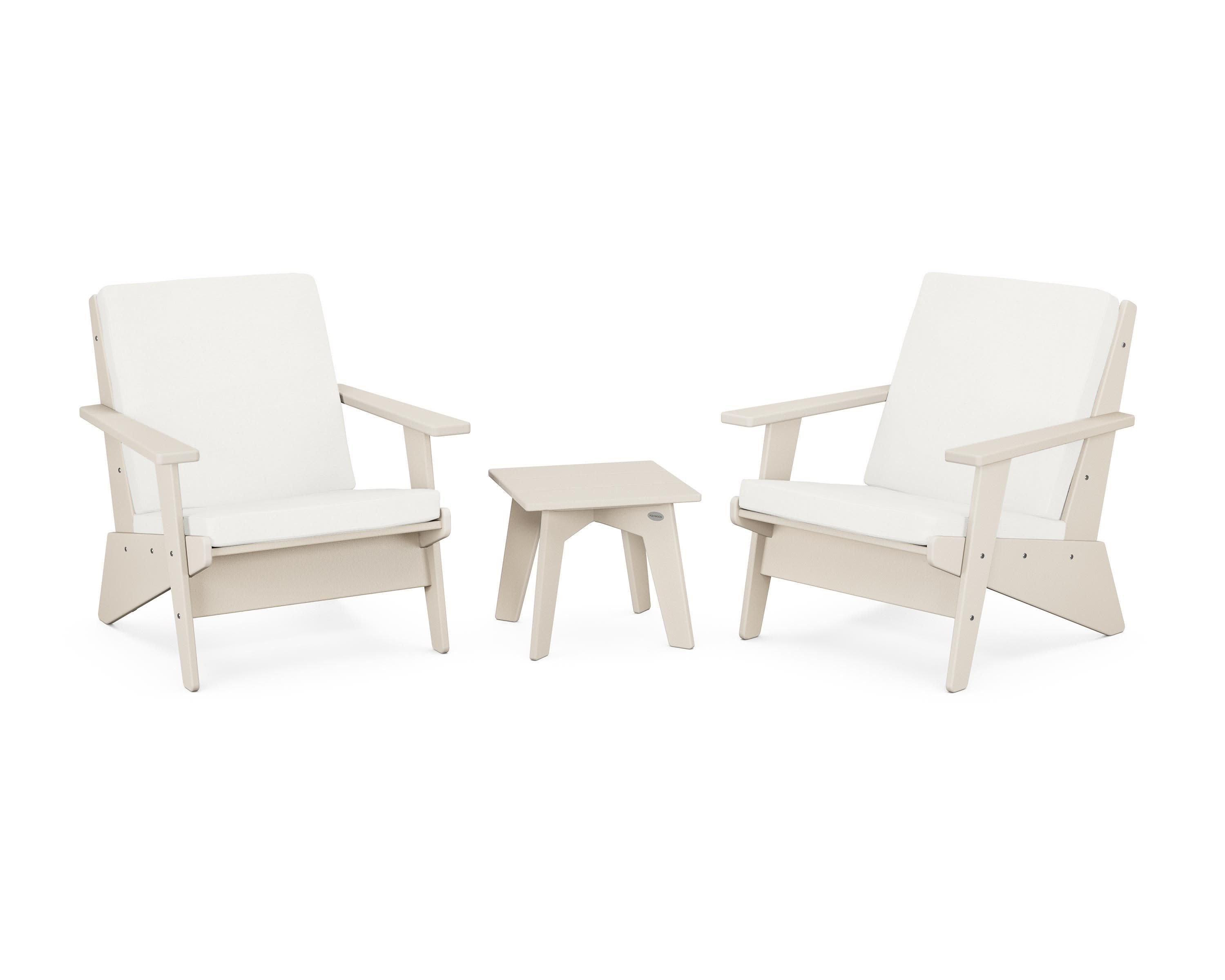 Riviera Modern Lounge 3-Piece Set in Sand / Natural Linen