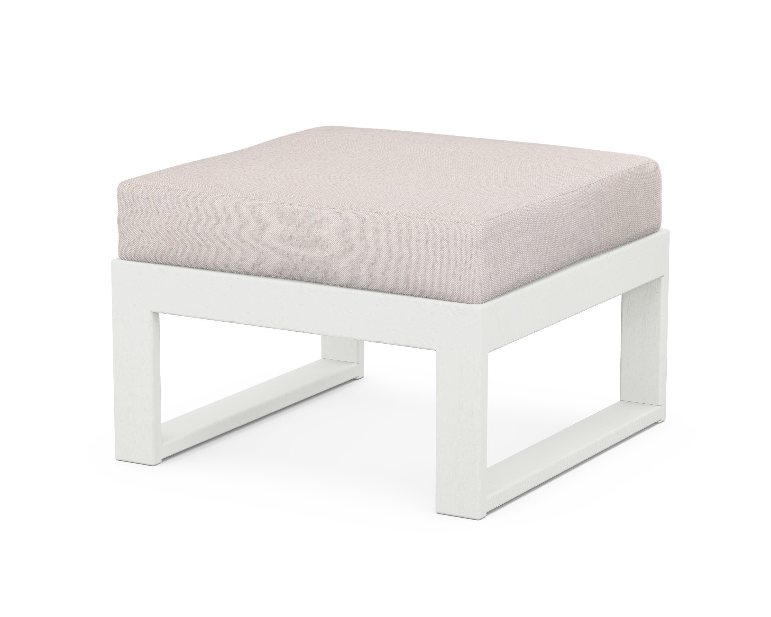 Modular Ottoman - Modern in Vintage White / Dune Burlap