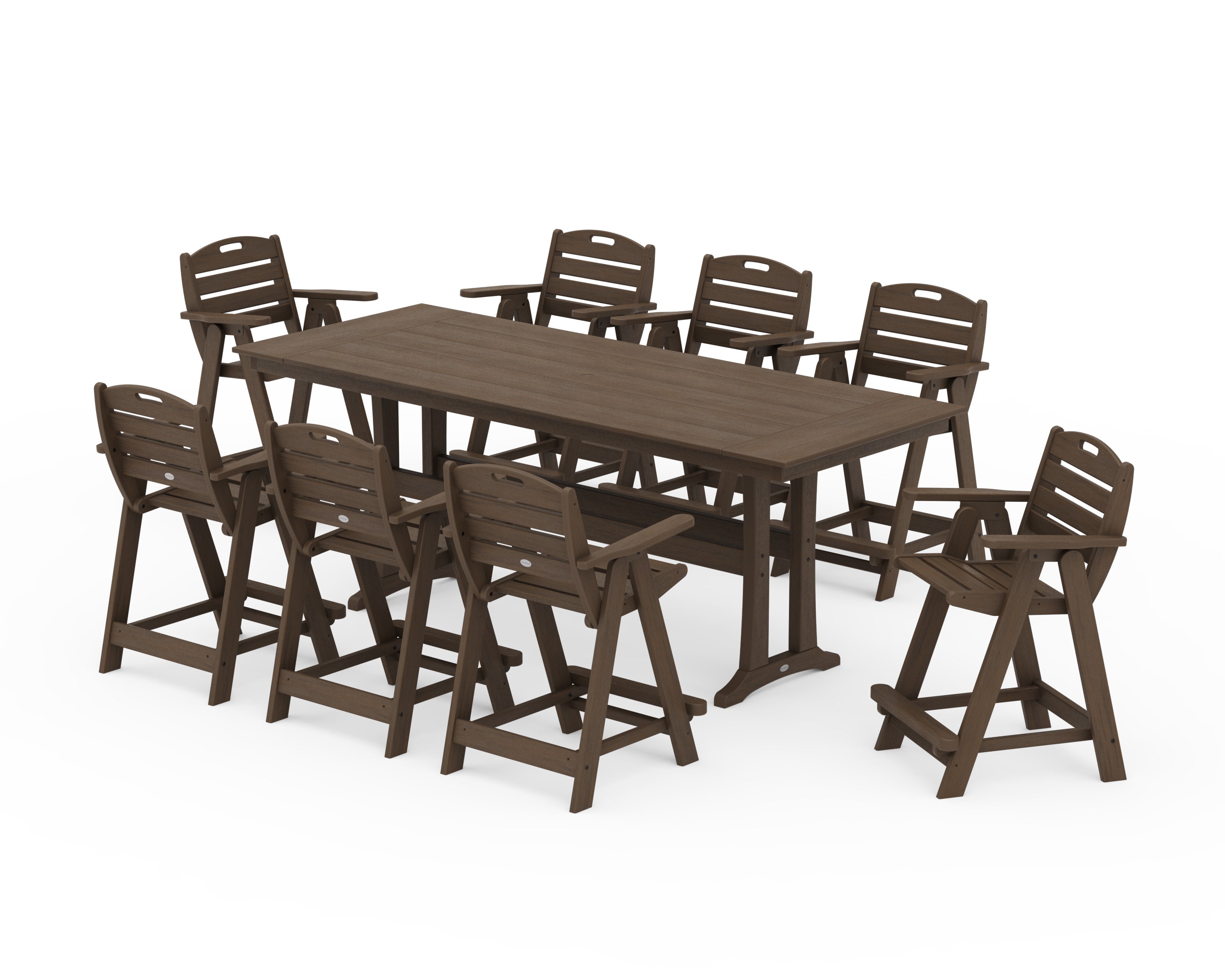 Nautical 9-Piece Farmhouse Counter Set with Trestle Legs in Kona
