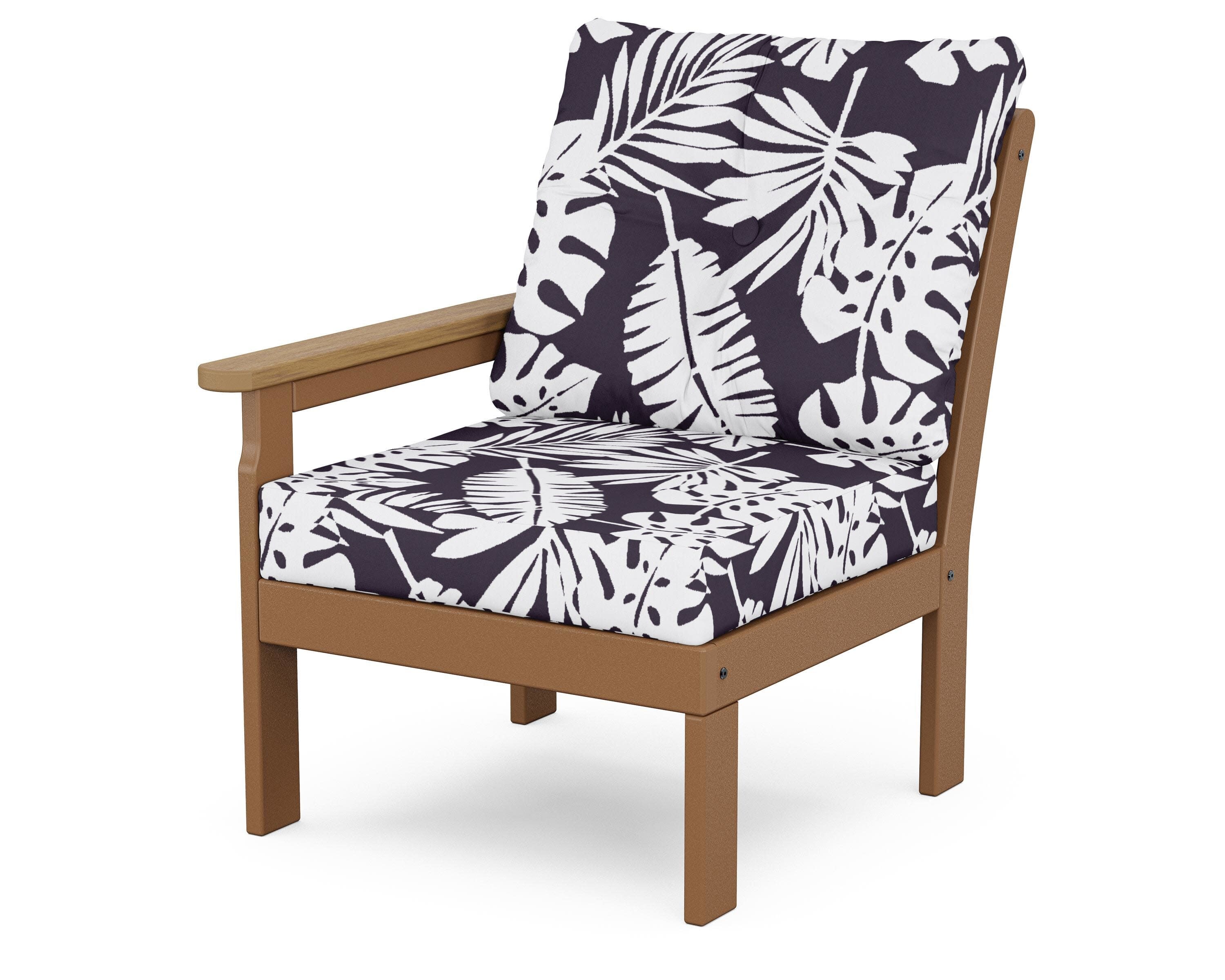 Vineyard Modular Left Arm Chair in Teak / Natural / Leaf Navy