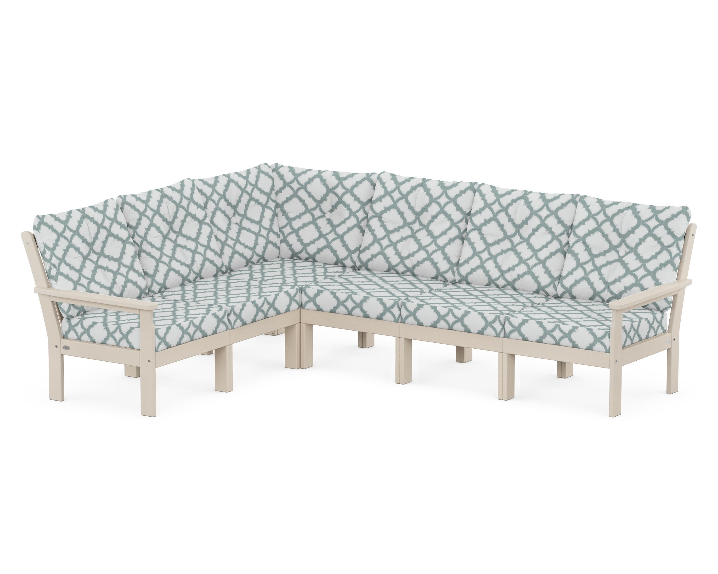 Vineyard 6-Piece Sectional in Sand / Trellis Glacier Spa