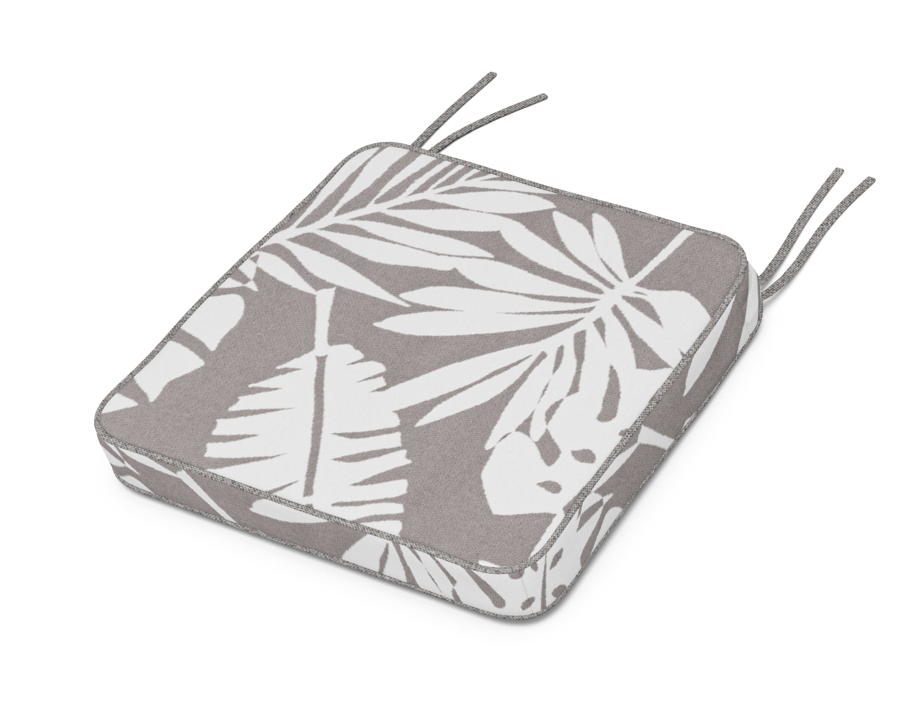 Chinoiserie Side Chair Seat Cushion in Leaf Grey Mist
