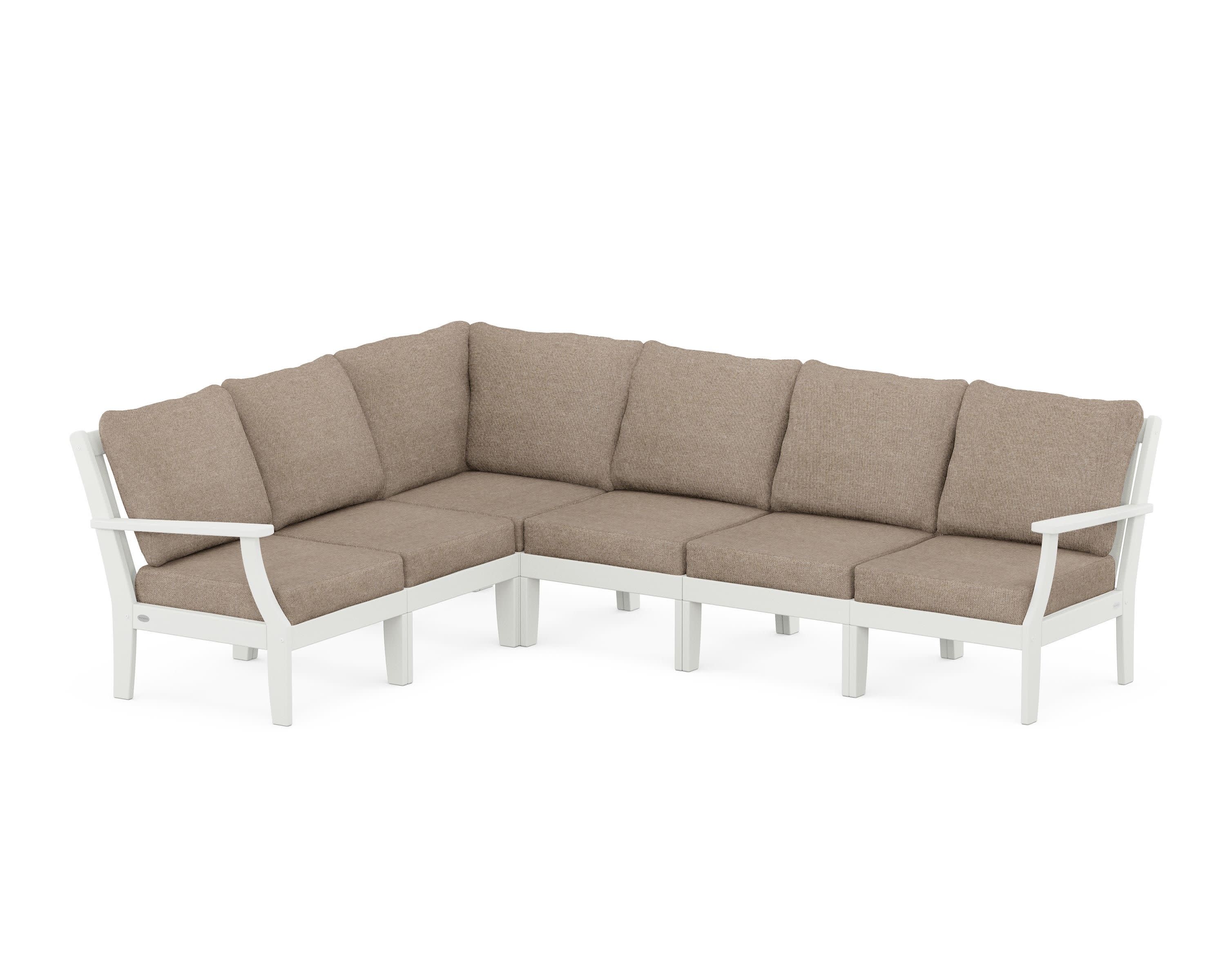 Braxton Modular 6-Piece Deep Seating Set in Vintage White / Spiced Burlap