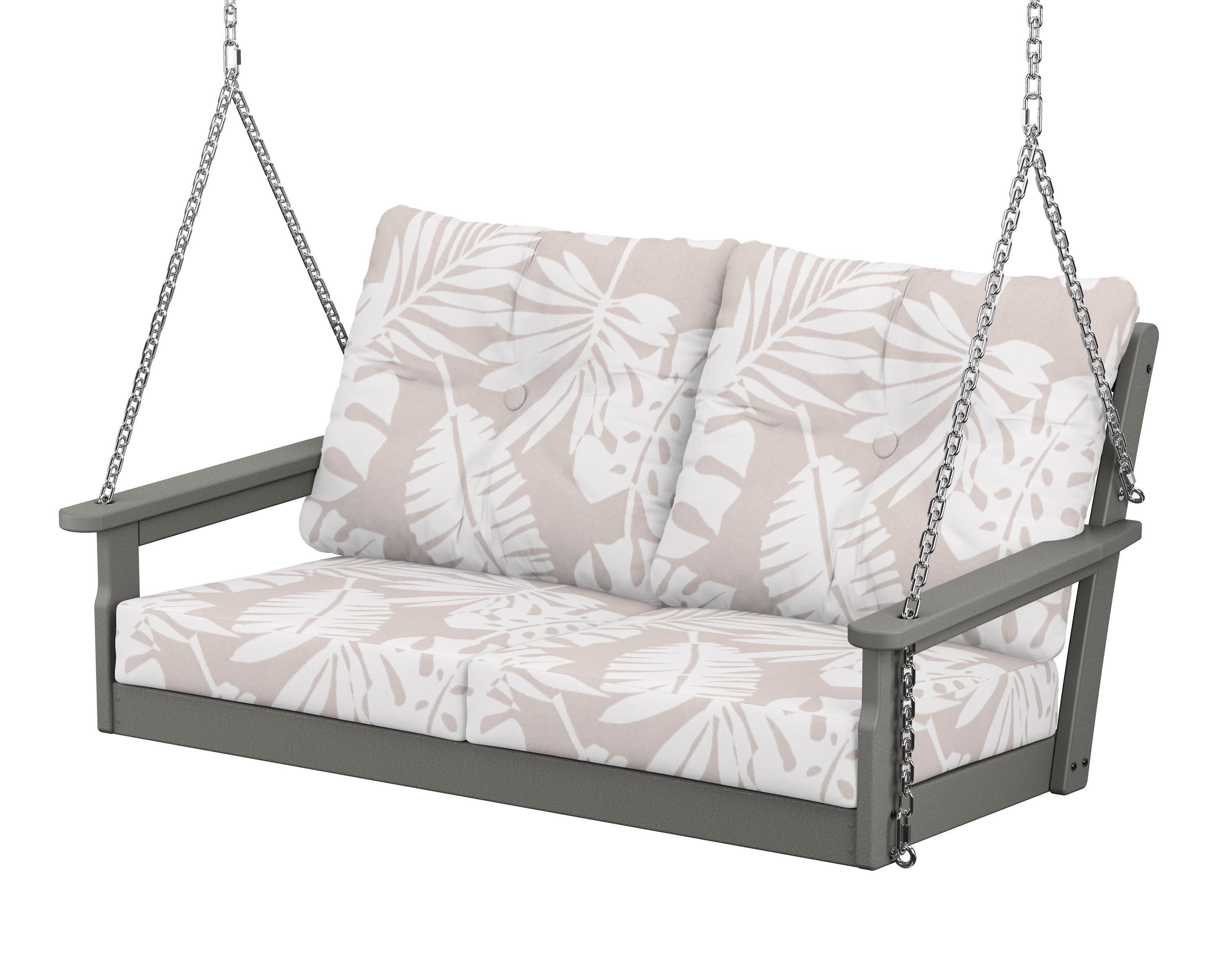 Vineyard Deep Seating Swing in Slate Grey / Leaf Dune Burlap