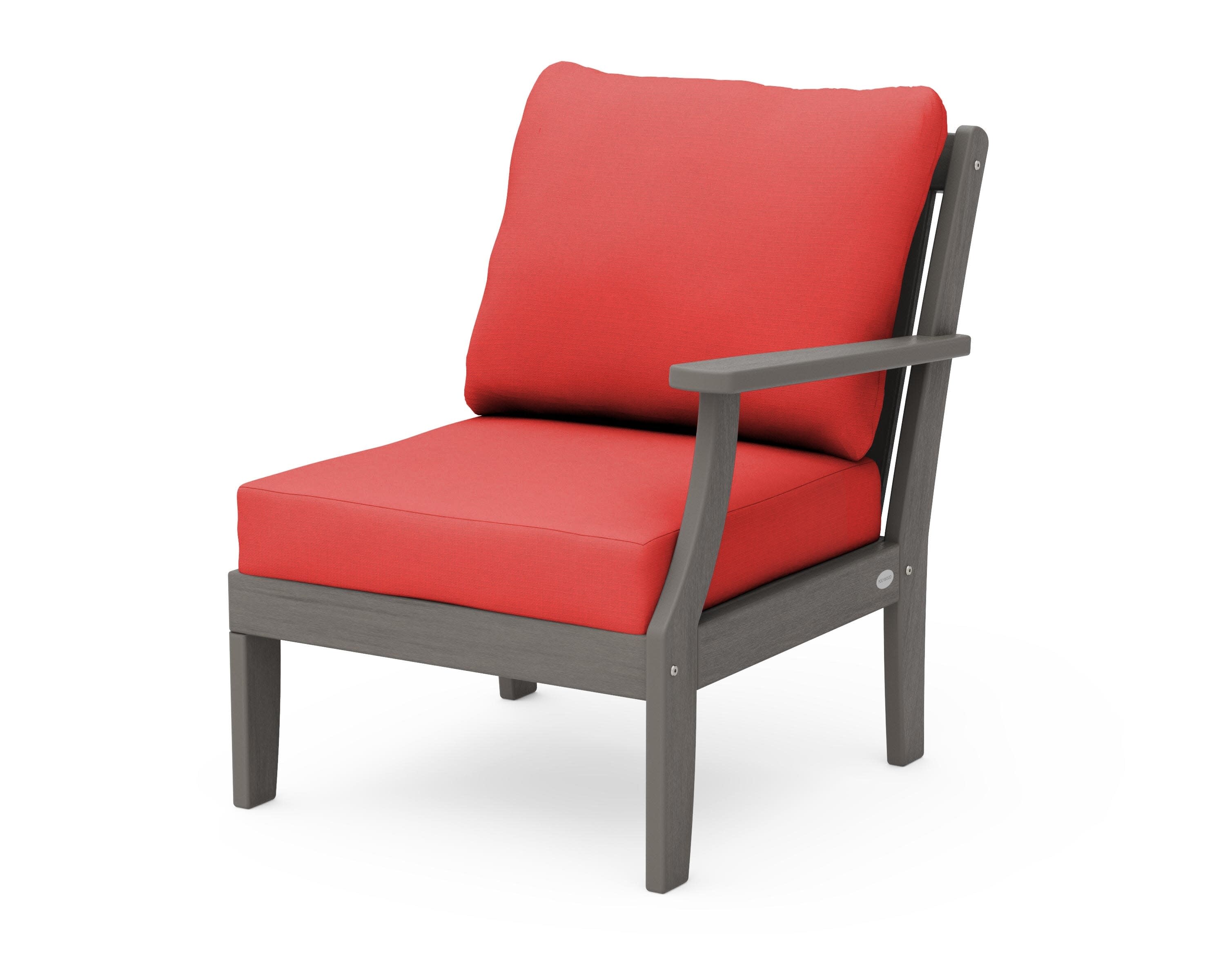Braxton Modular Right Arm Chair in Driftwood / Crimson Linen