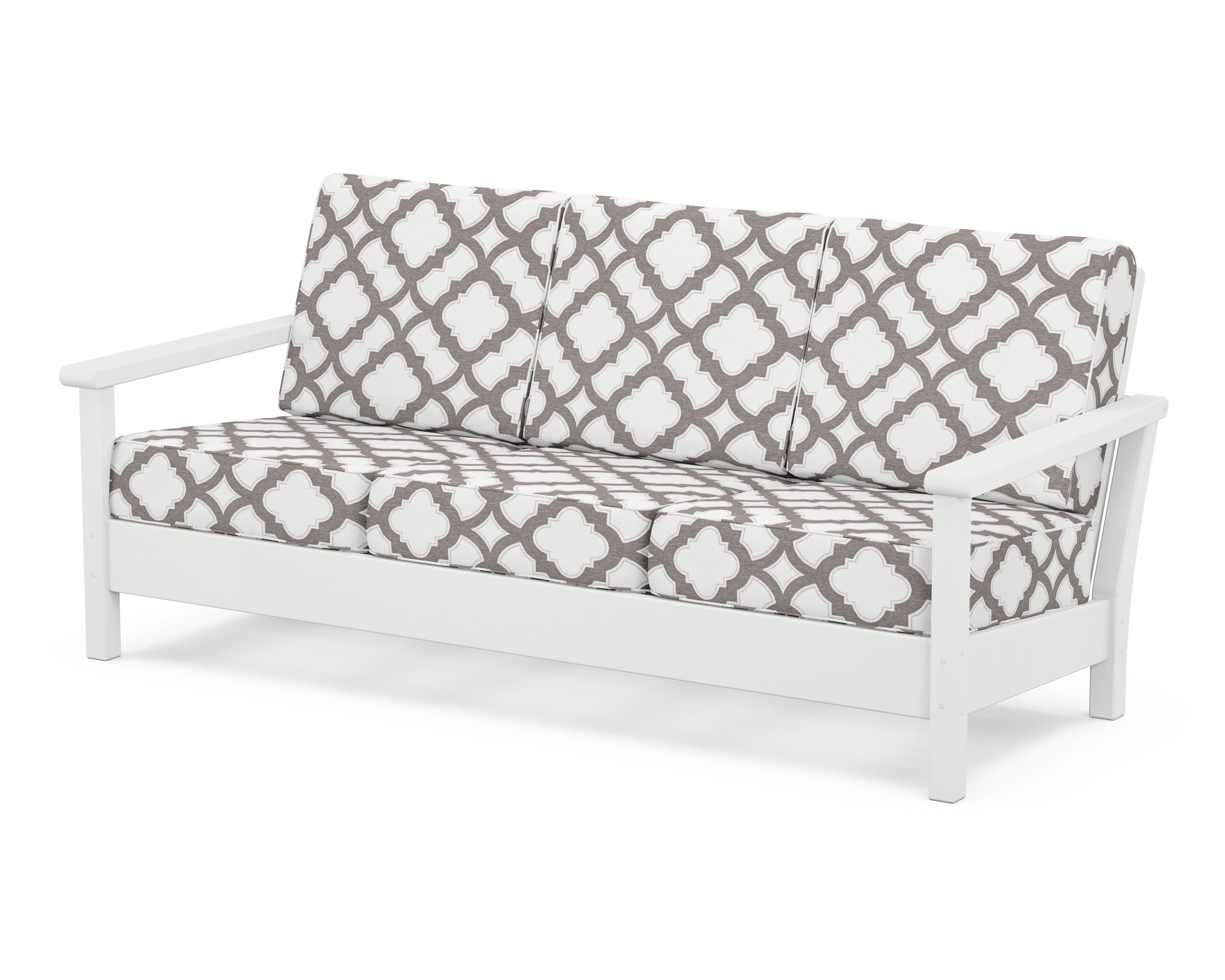 Harbour Deep Seating Sofa in White / Trellis Grey Mist