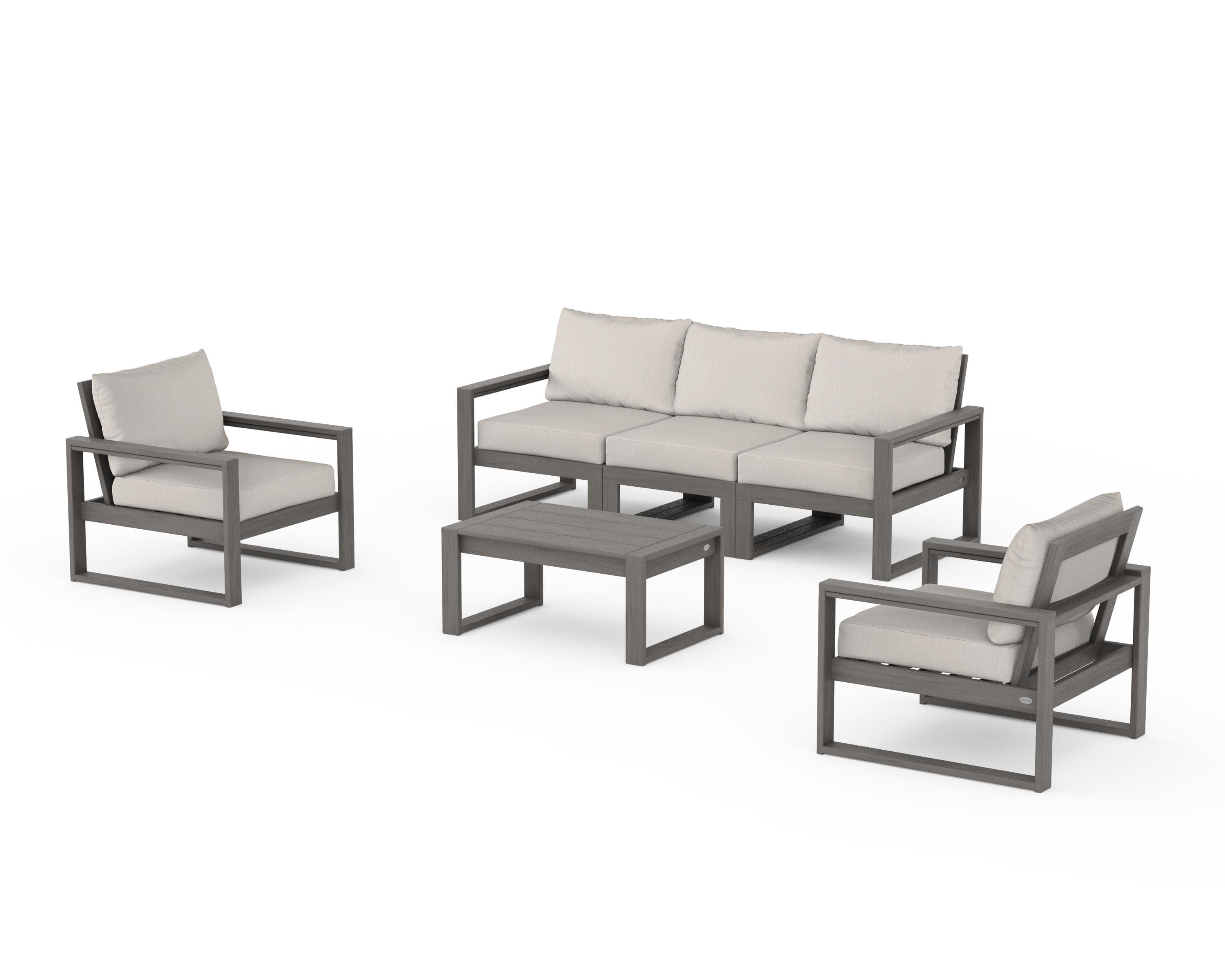 EDGE Sectional 4-Piece Deep Seating Set with Sofa in Driftwood / Cast Ash