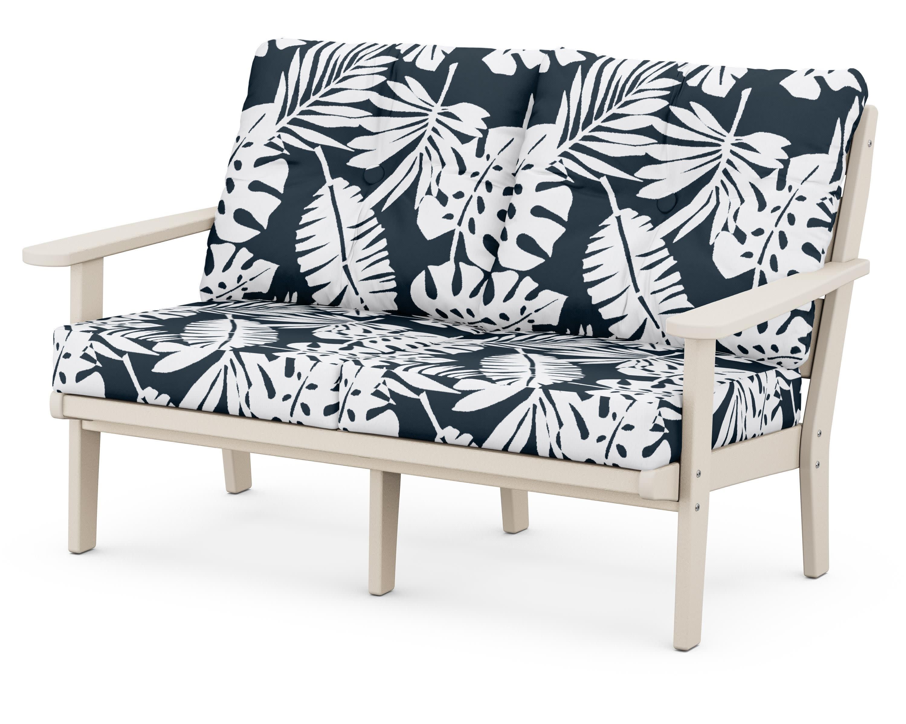 Lakeside Deep Seating Loveseat in Sand / Leaf Marine Indigo