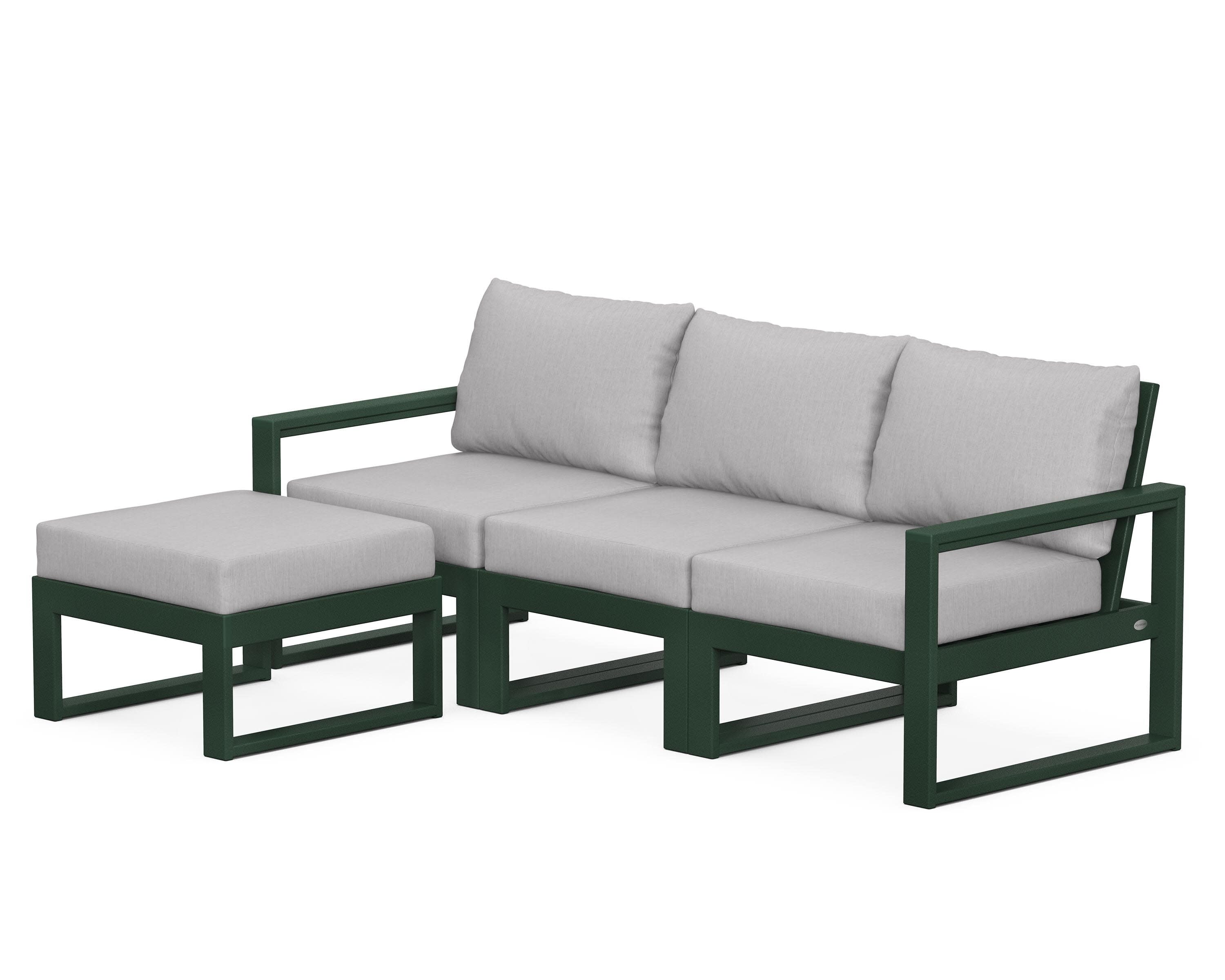 EDGE 4-Piece Modular Deep Seating Set with Ottoman in Green / Granite