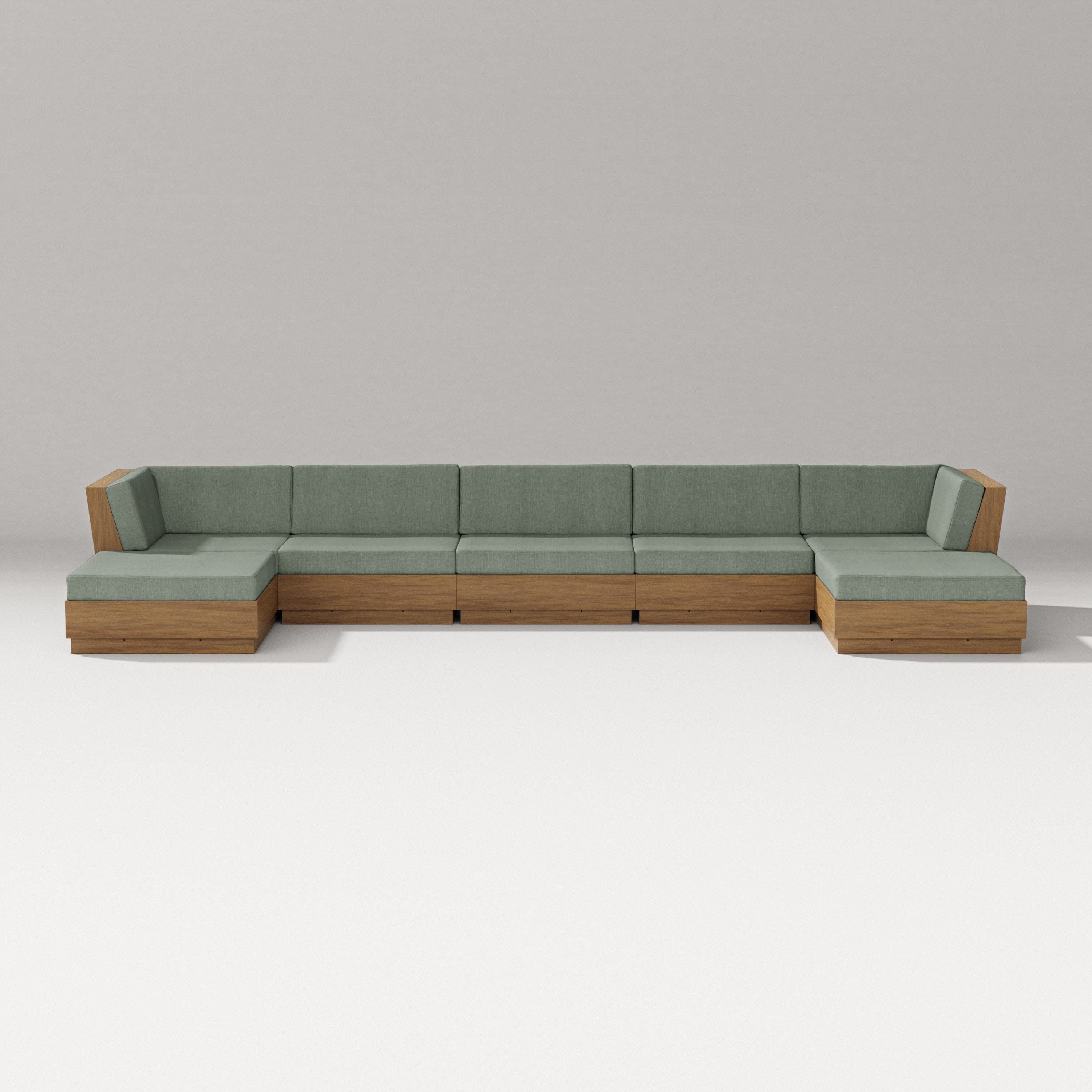 Elevate 7-Piece Double Chaise Sectional in Natural / Cast Sage