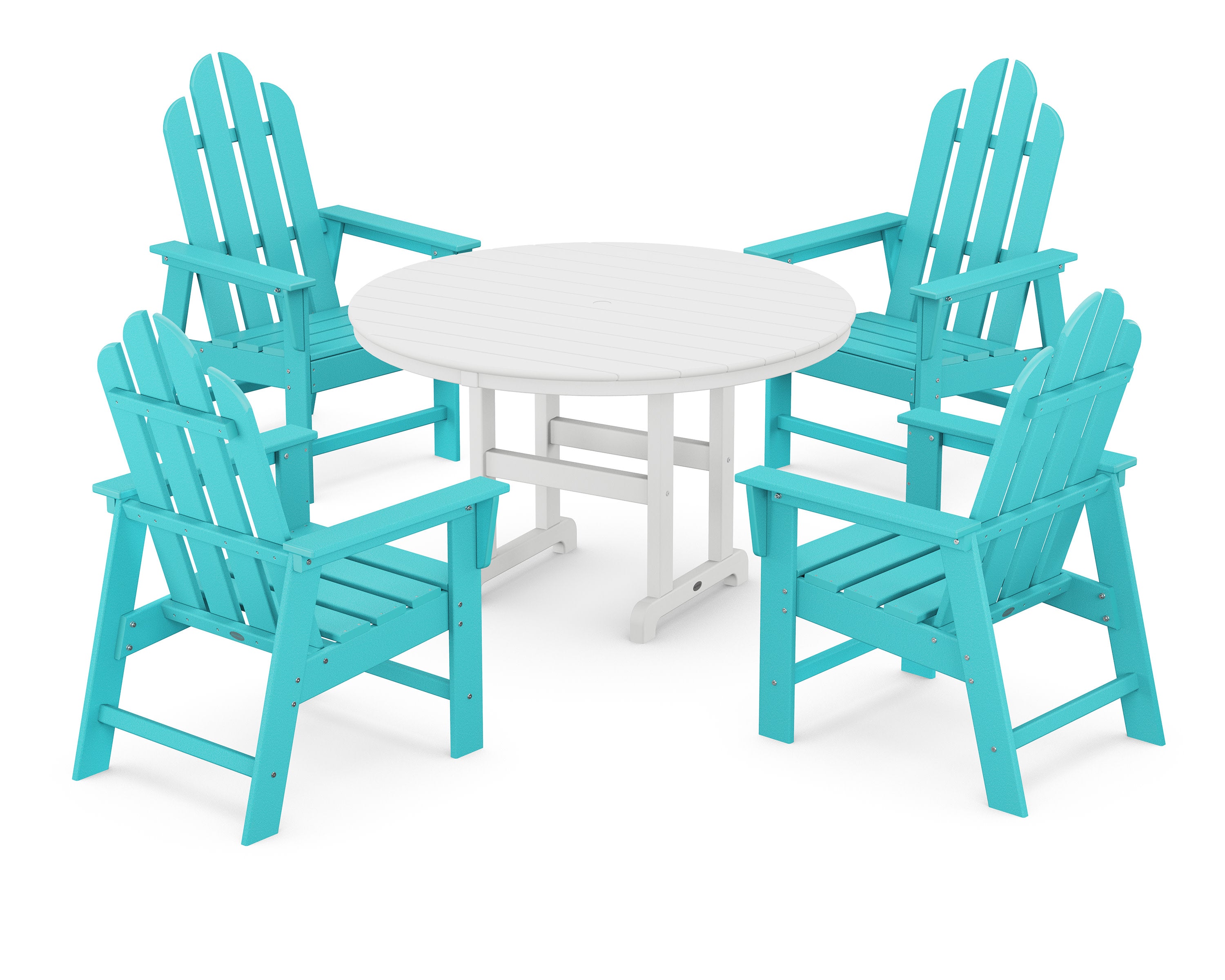 Long Island 5-Piece Round Farmhouse Dining Set in Aruba / White