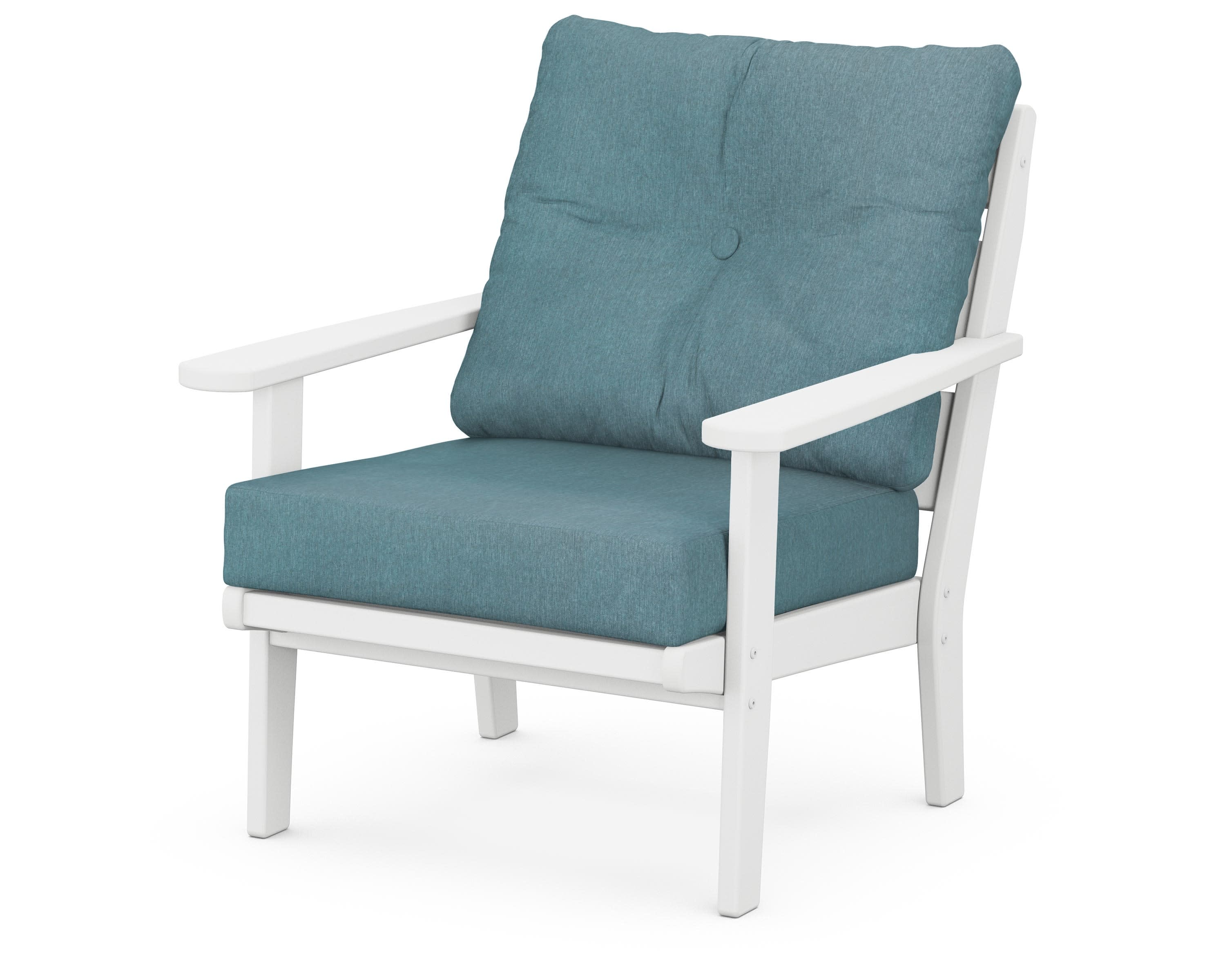Lakeside Deep Seating Chair in White / Ocean Teal