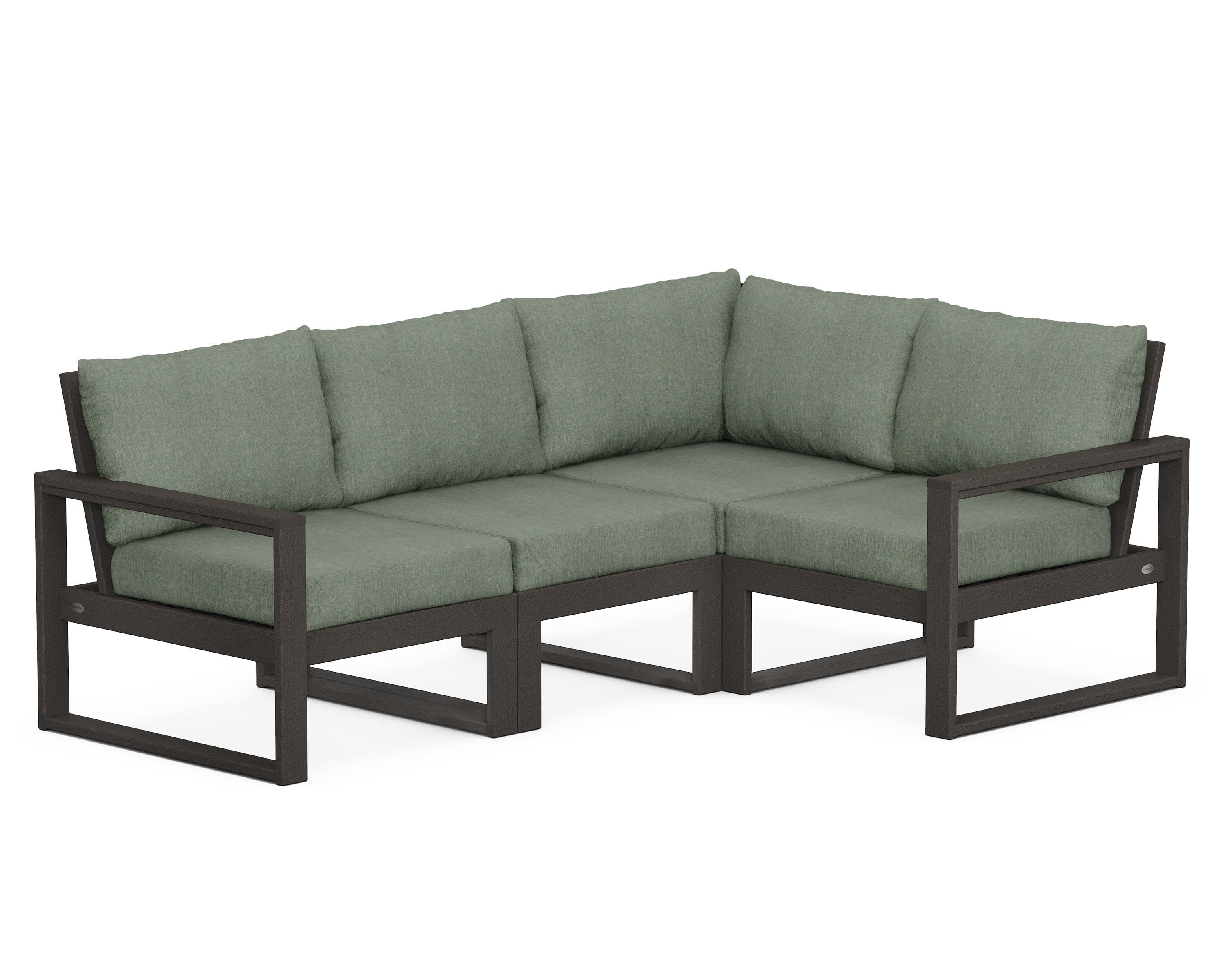 EDGE 4-Piece Modular Deep Seating Set in Vintage Coffee / Cast Sage