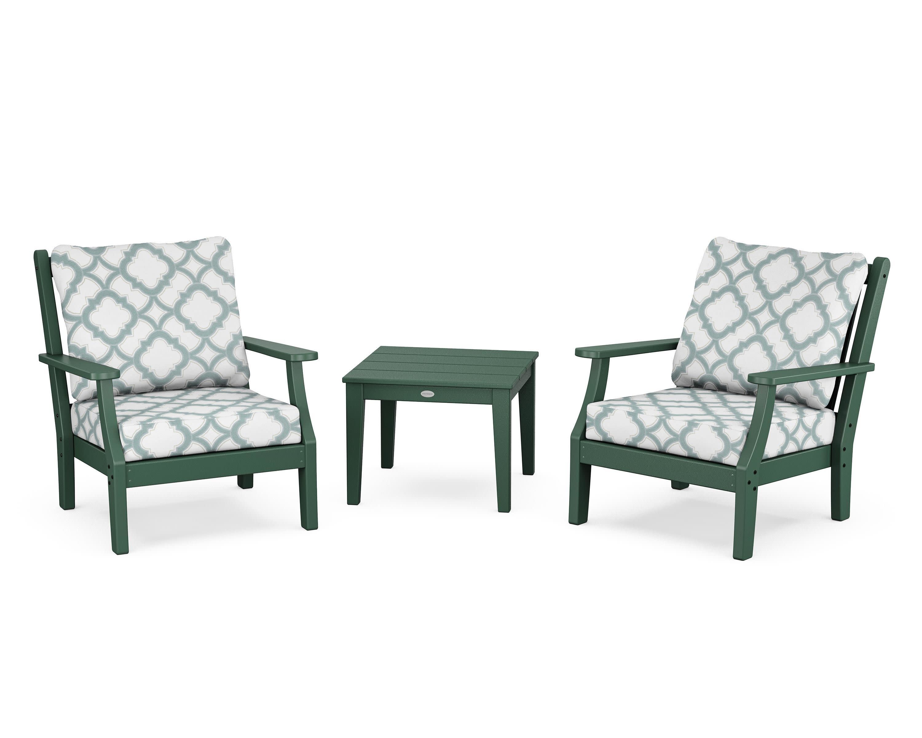 Wovendale 3-Piece Deep Seating Set in Green / Trellis Glacier Spa