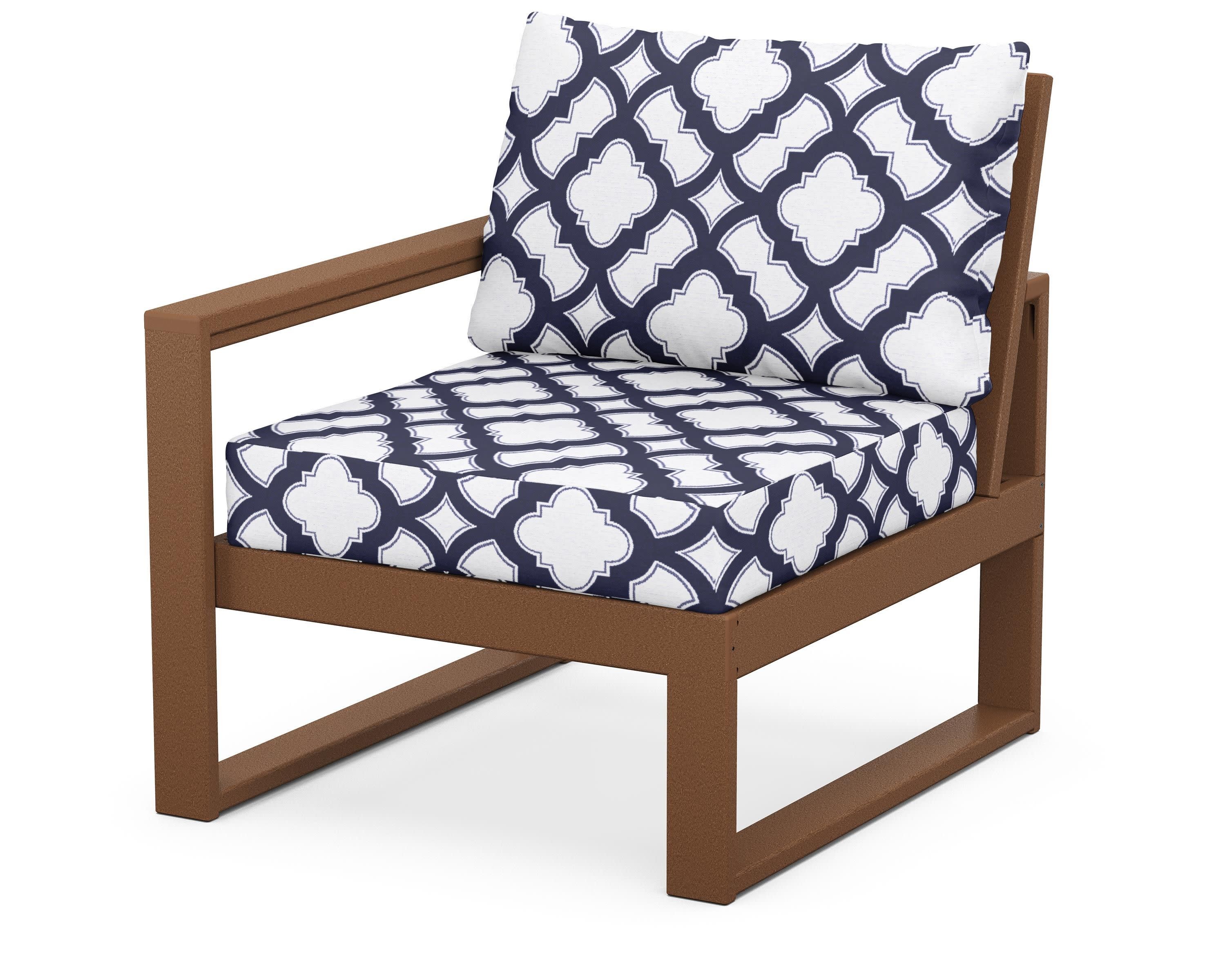 EDGE Modular Left Arm Chair in Teak / Trellis Navy