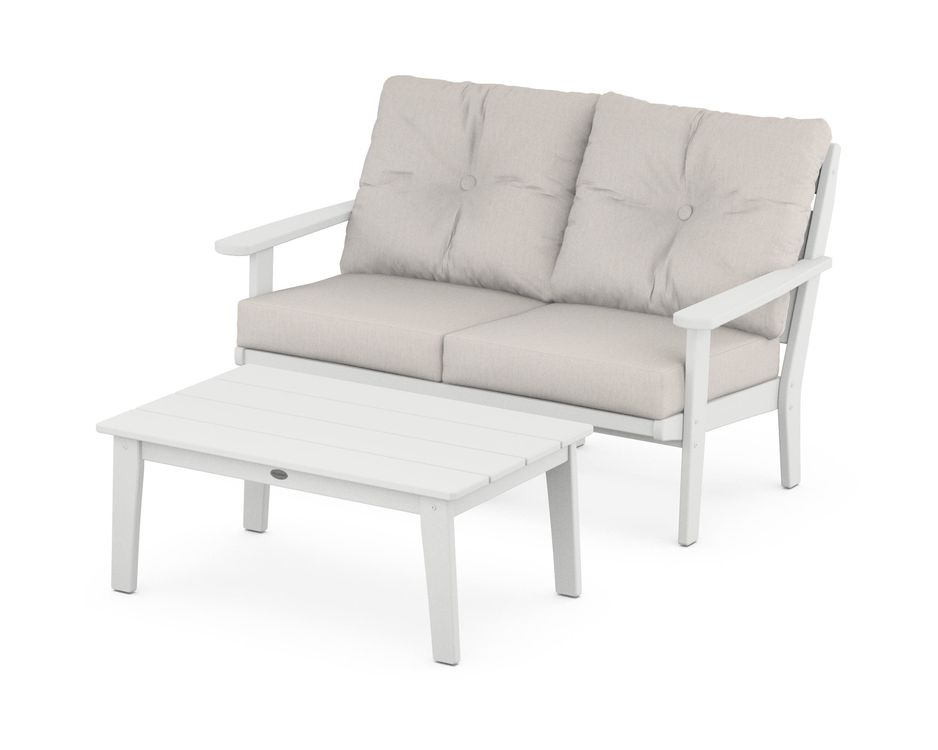 Lakeside 2-Piece Lounge Loveseat Set in White / Cast Ash