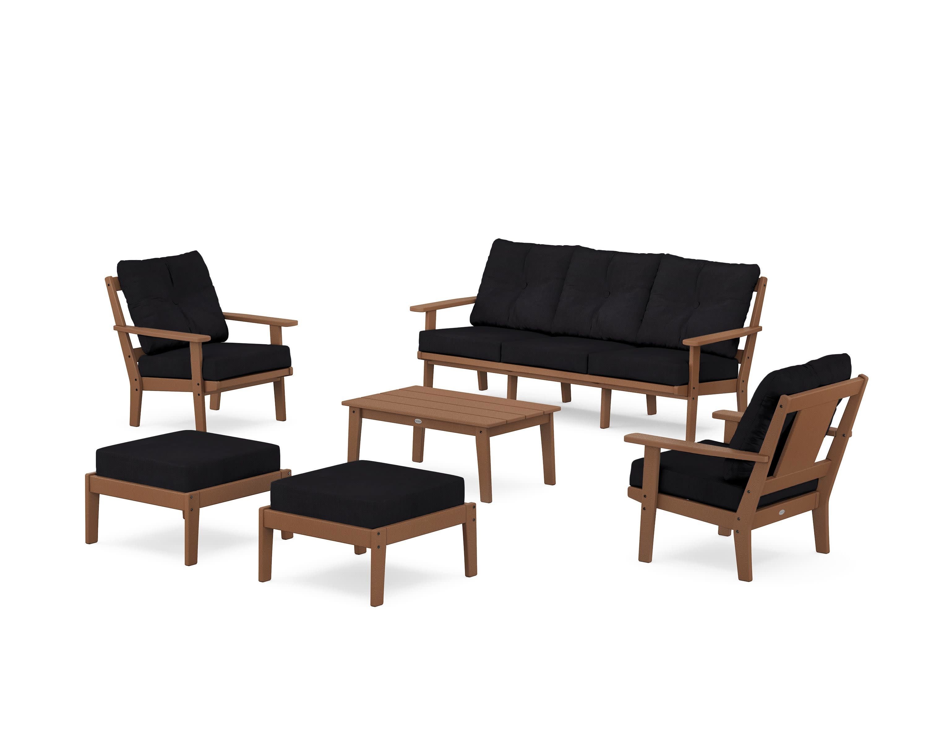 Prairie 6-Piece Lounge Sofa Set in Teak / Midnight Linen